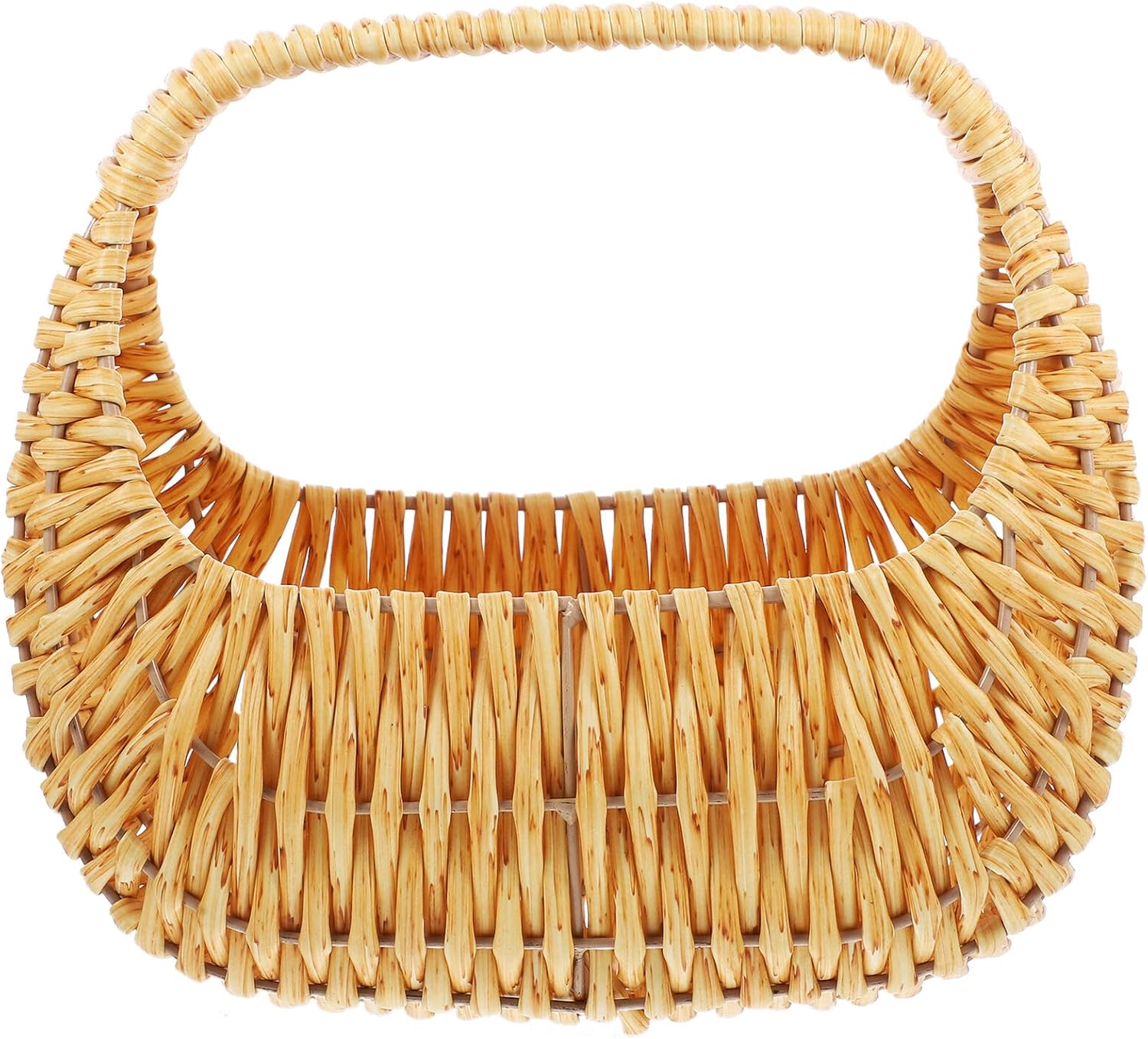 Woven Handheld Flower Basket Beige Decorative Storage Basket for Wedding Flower Girl Vintage Rattan Style for Home Party Ceremony Supplies