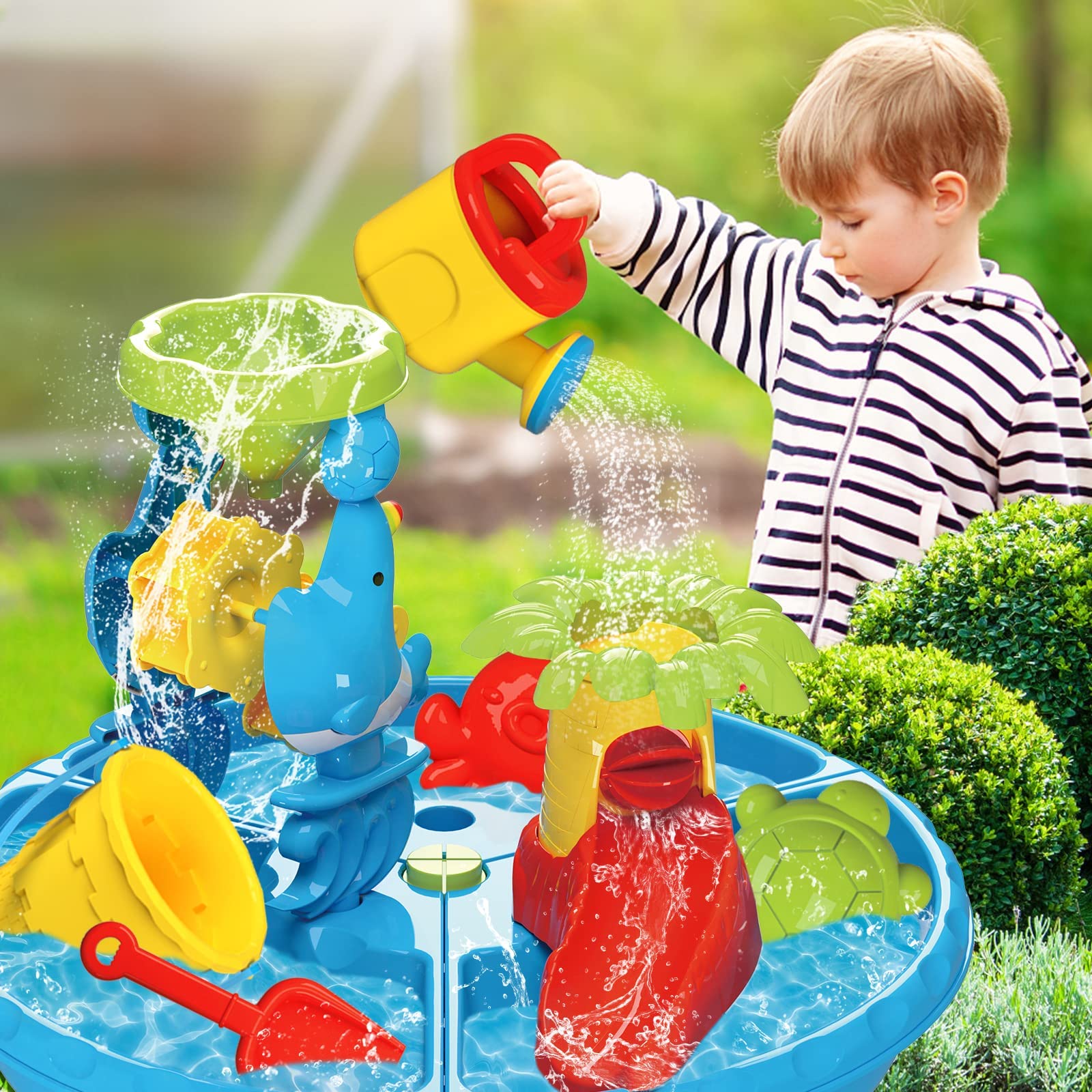 VATOS Sand Water Table Toys for Toddlers Kids 30 pcs 3 in 1 Kids