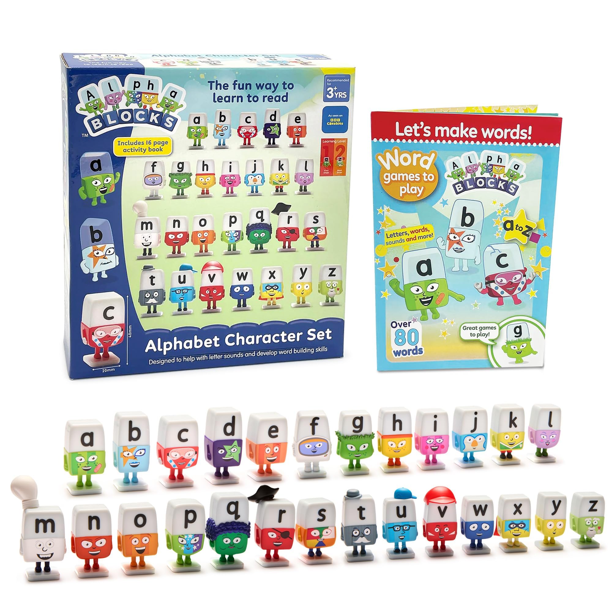 Kiddimax ALPHABLOCKS 26 Alphabet Characters Set, Educational Toy for Kids, Word Building, Ages 3+