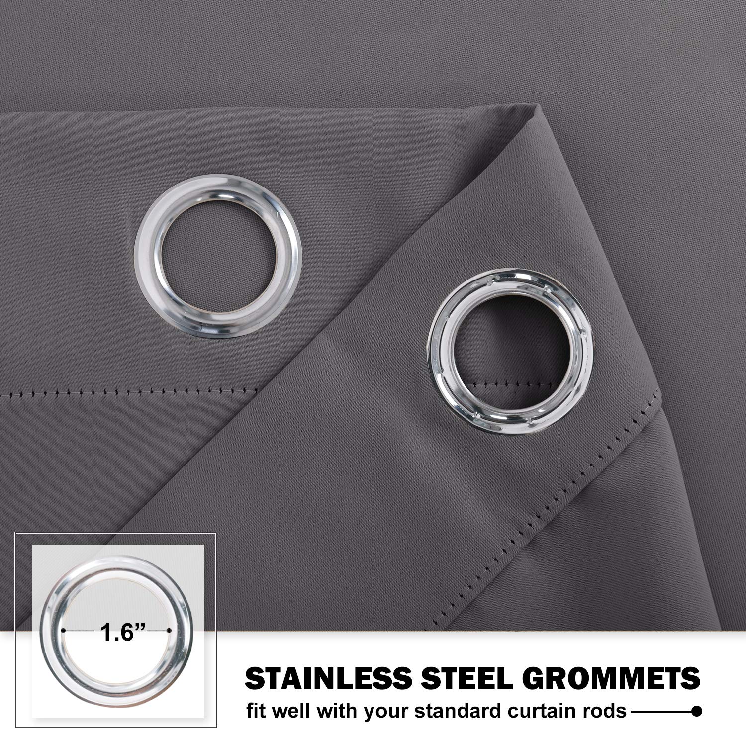 NICETOWN 30 inch Length Grey Tiers Short Curtains for RV Window, Thermal Insulated Grommet Window Treatment Small Curtain Tiers for Bathroom/Thanksgiving (52