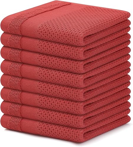 Homaxy Paños de cocina 100% algodón, paquete de 8 12 x 12 pulgadas, tejido de gofre, muy suaves y absorbentes, paños de cocina de secado rápido,