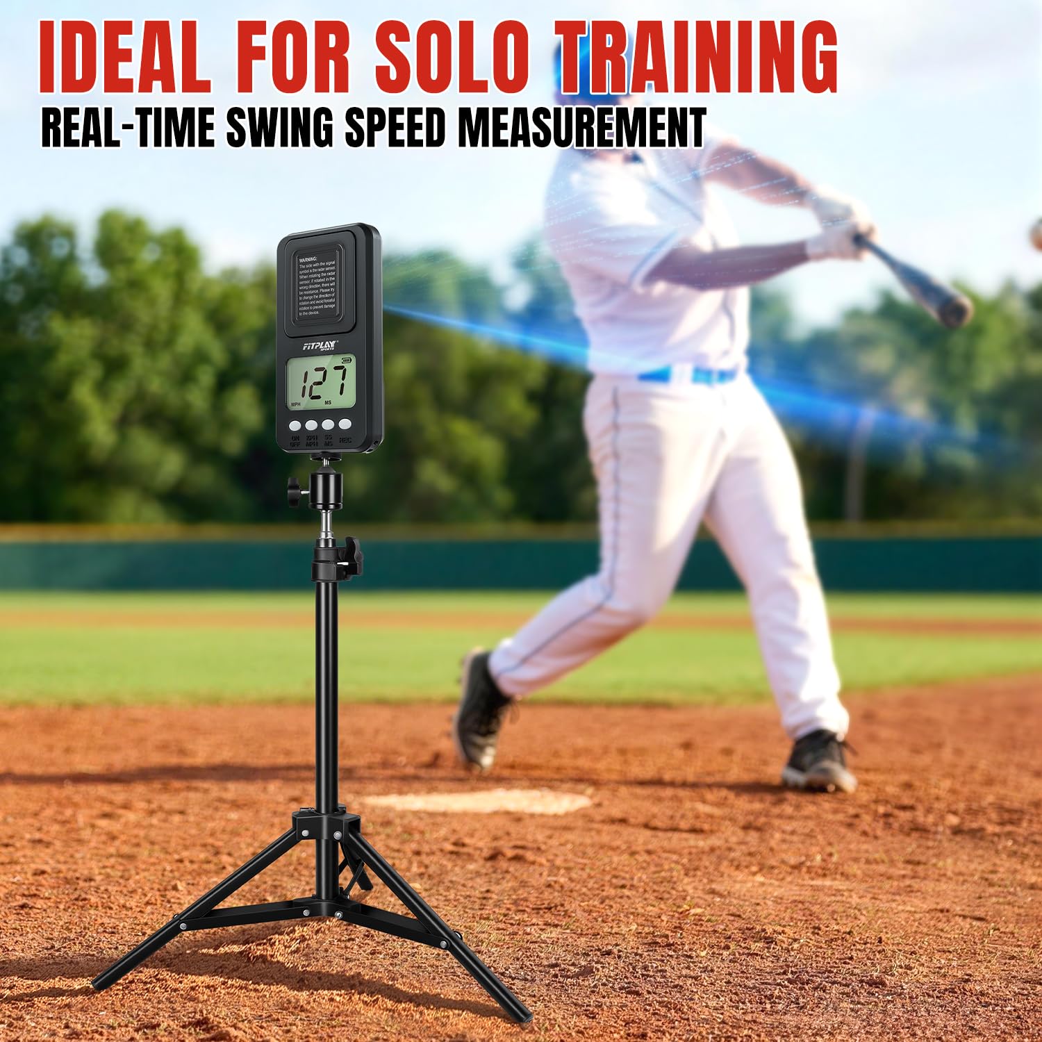 Pistola radar da baseball girevole con treppiede, display LCD trasparente, pistola radar per misurare il pitching/swing, sensori di velocità portatili o a mani libere, attrezzatura da allenamento per