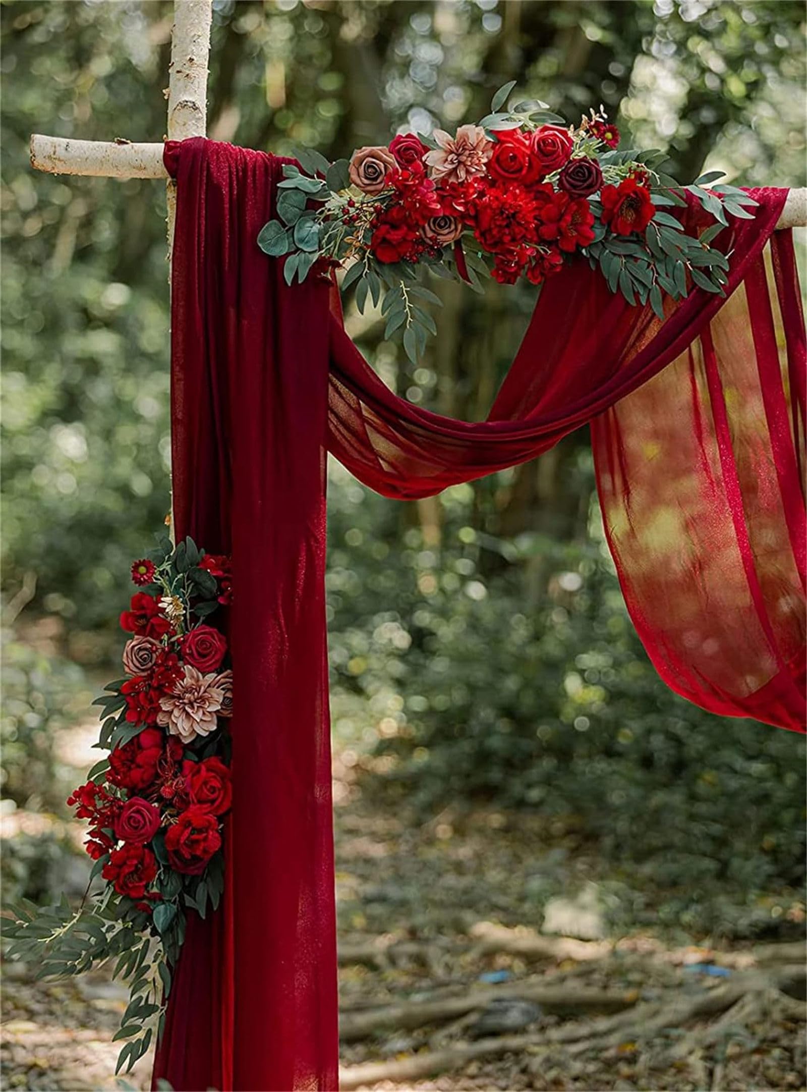 BRYER Hochzeitsbogen-Blumen, 3er-Pack, Multifunktionale Künstliche Rosengirlande, Hochzeitsgirlanden-Dekorationen, Blumen, Künstliche Blumen Für Hochzeitsbogen, Laube, Hintergrunddekoration,Rot