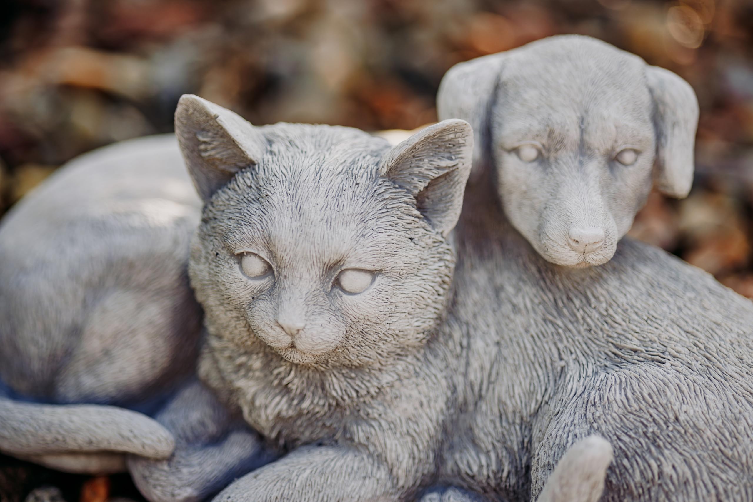gartendekoparadies.de Statua di pietra da giardino cane e gatto, 34 x 20 x 15 cm, grigio, 8 kg, in pietra, resistente al gelo per esterni