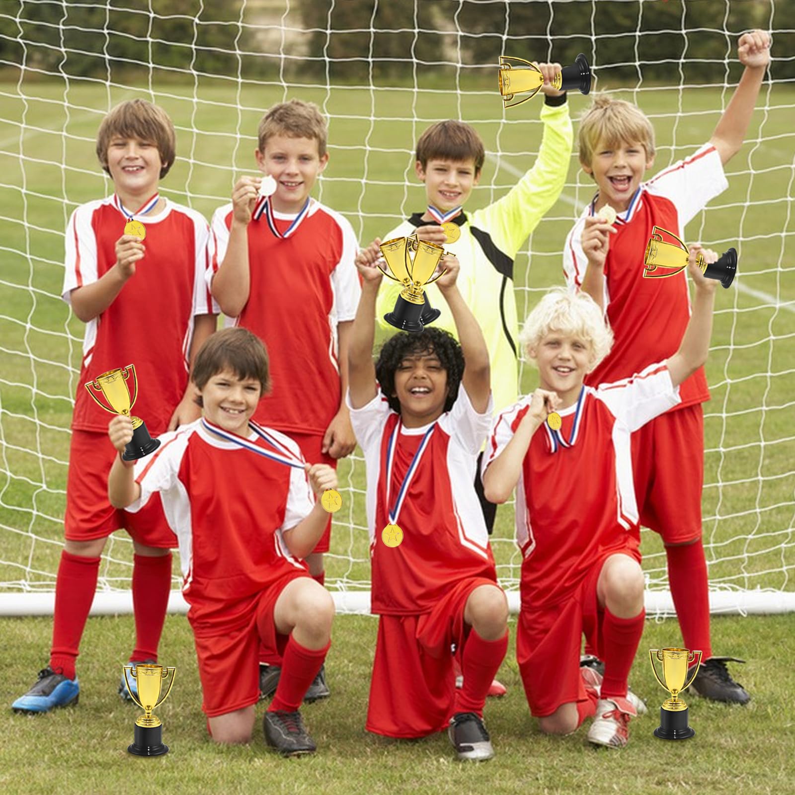 Granvoo 12 trofee voor kinderen, mini-trofee van kunststof, goud, 15,2 cm/13 cm, kleine bekers voor kinderen, voor sportprijzen, feesten, feesten, school (15,2 cm