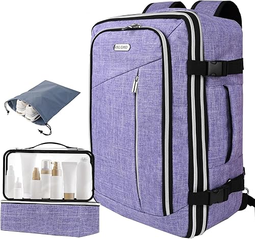 Mochila de viaje para hombres y mujeres, mochila de transporte aprobada por vuelo, mochila para laptop de 17 pulgadas, bolsa grande, Tamaño púrpura