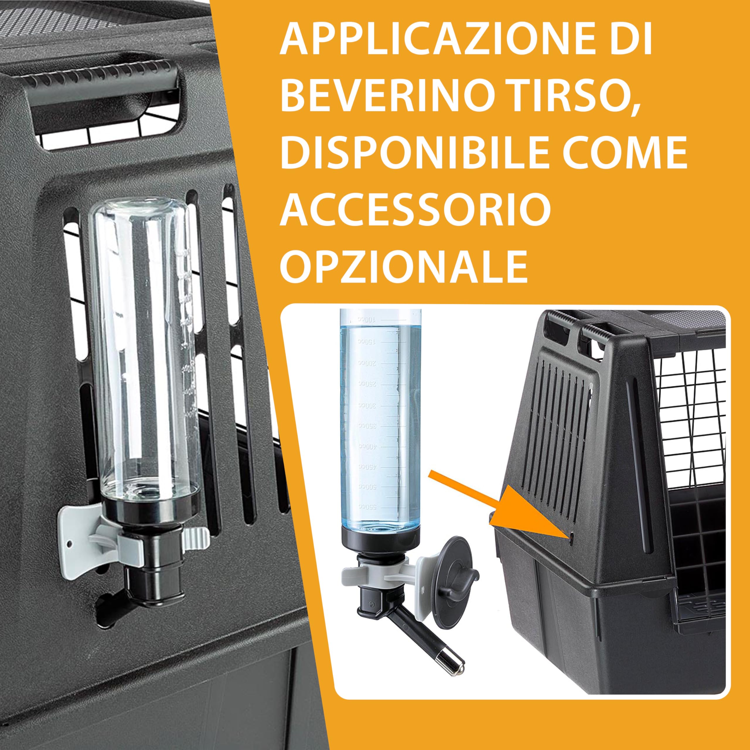 Ferplast ATLAS CAR 80 SCENIC Trasportino per Cani da Auto con Doppia Finestra, Tappeto Drenante, Portaoggetti, Maniglie, Doppia Apertura Scorrevole con Chiusura Sicura, Max 20 kg, 82 x 51 x h 61 cm