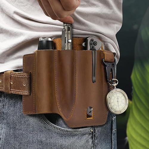 Miniatura 6 de Leatherman Multitool - Bolsa EDC para hombre, funda multiherramienta para cinturón, funda de cuero, bolsa de herramientas para linterna, regalos