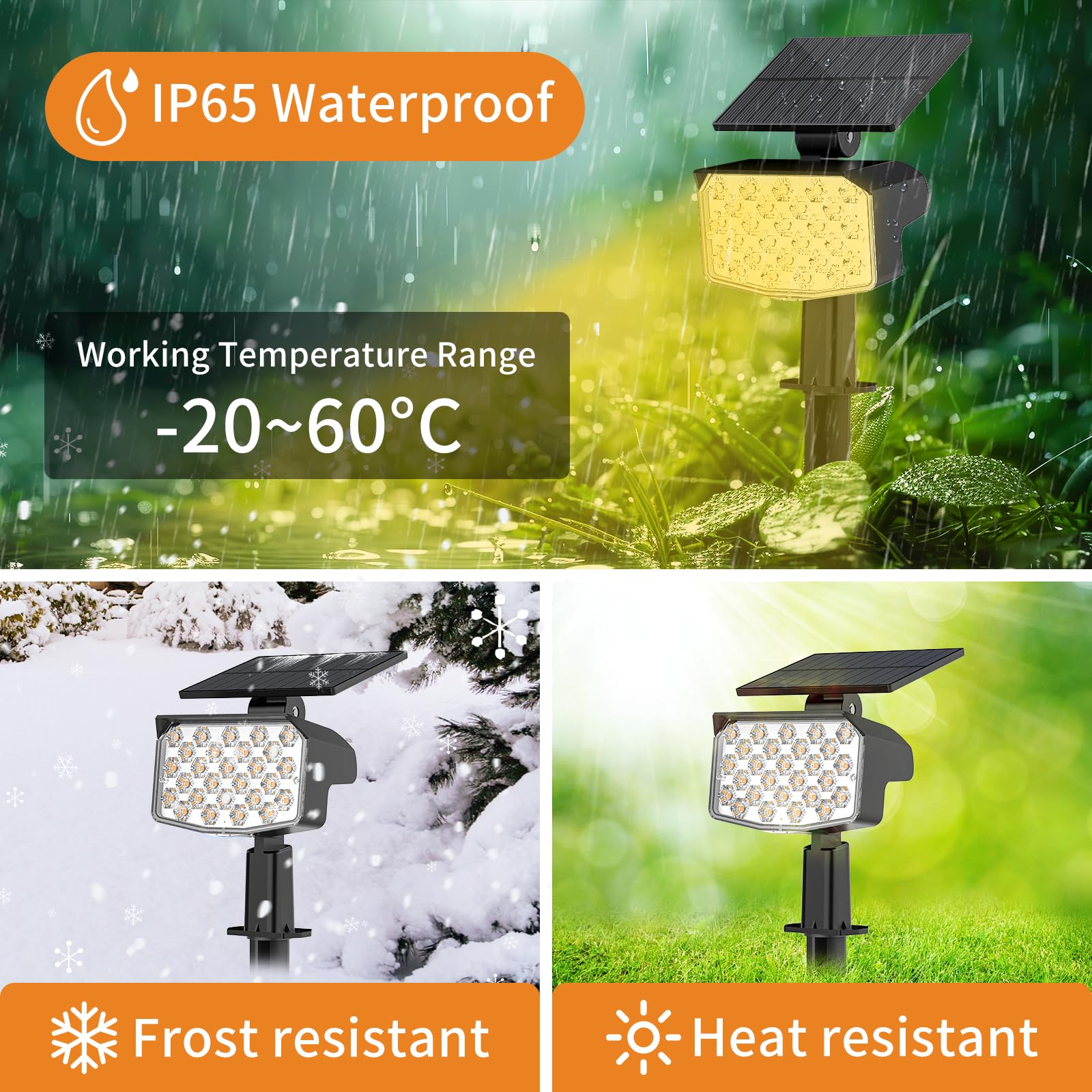 Sucolite Paquete De 6 Focos Solares Para Exteriores, Impermeables, IP65