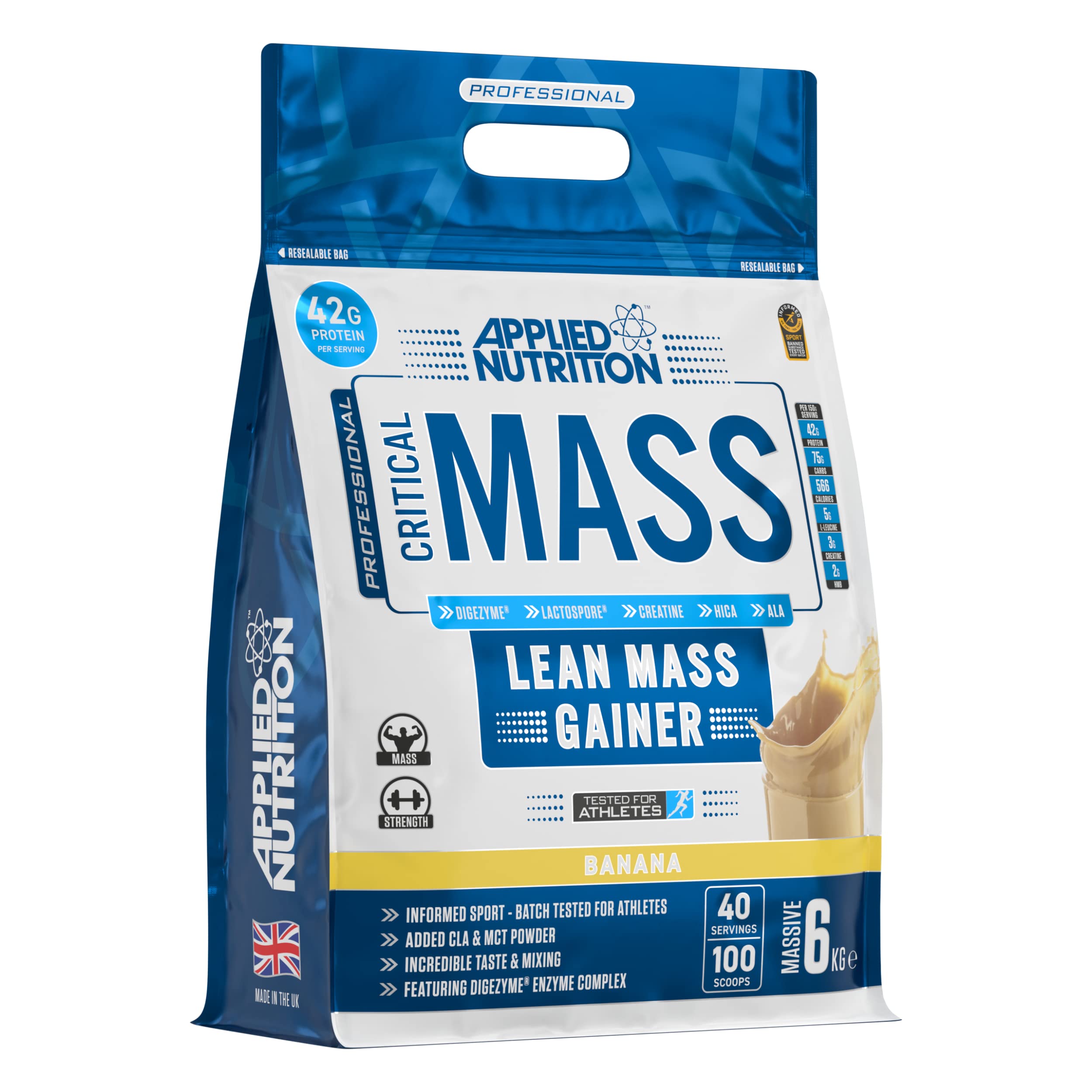 Critical Mass Professional - Weight Gain Protein Powder, High Calorie Weight Gainer, Lean Mass (6kg - 40 Servings) (Banana)