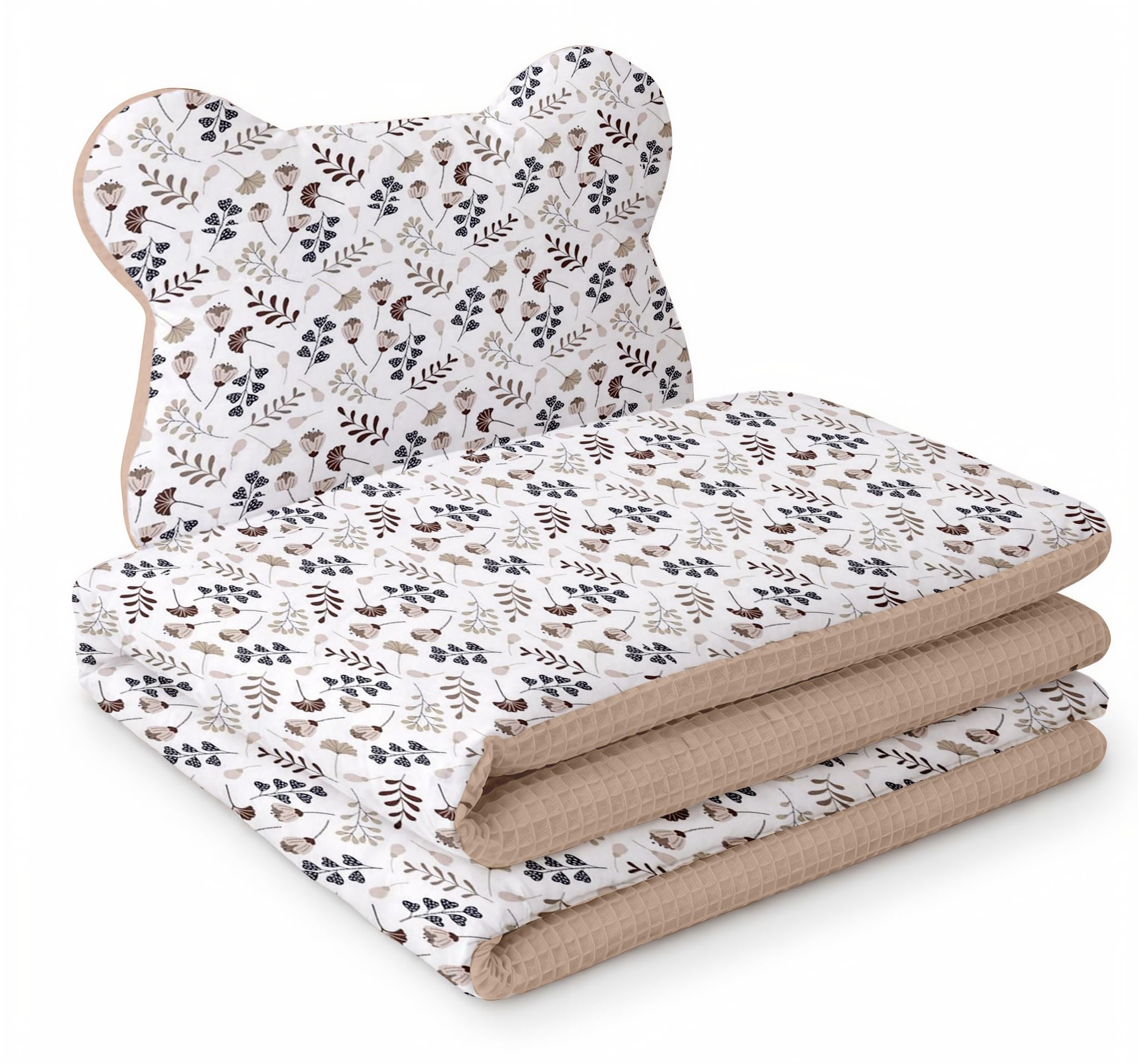 Babynest Nestchen Baby Set für Neugeborene – 5-teilig – Kuschelnest aus 100% Baumwolle & Waffelpique – Babykokon tragbar – für Babybett, Kinderbett & Kinderwagen – OEKO-TEX - Zweige und Braun