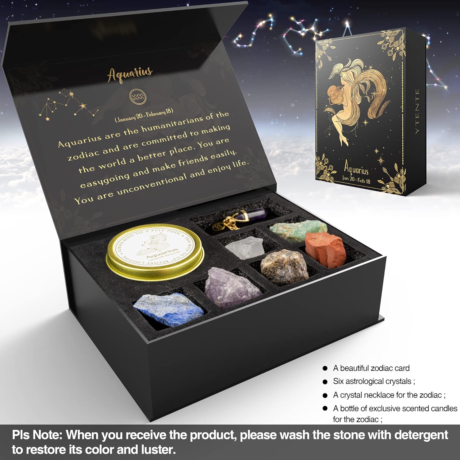 Crystals Healing Stone Gift Set, Soy Wax Zodiac Sign Scented Candles,Crystals Healing Stones Gift Set with Horoscope Crystal Necklace for Women Sister Daughter Birthday Valentine Gifts - Image 2