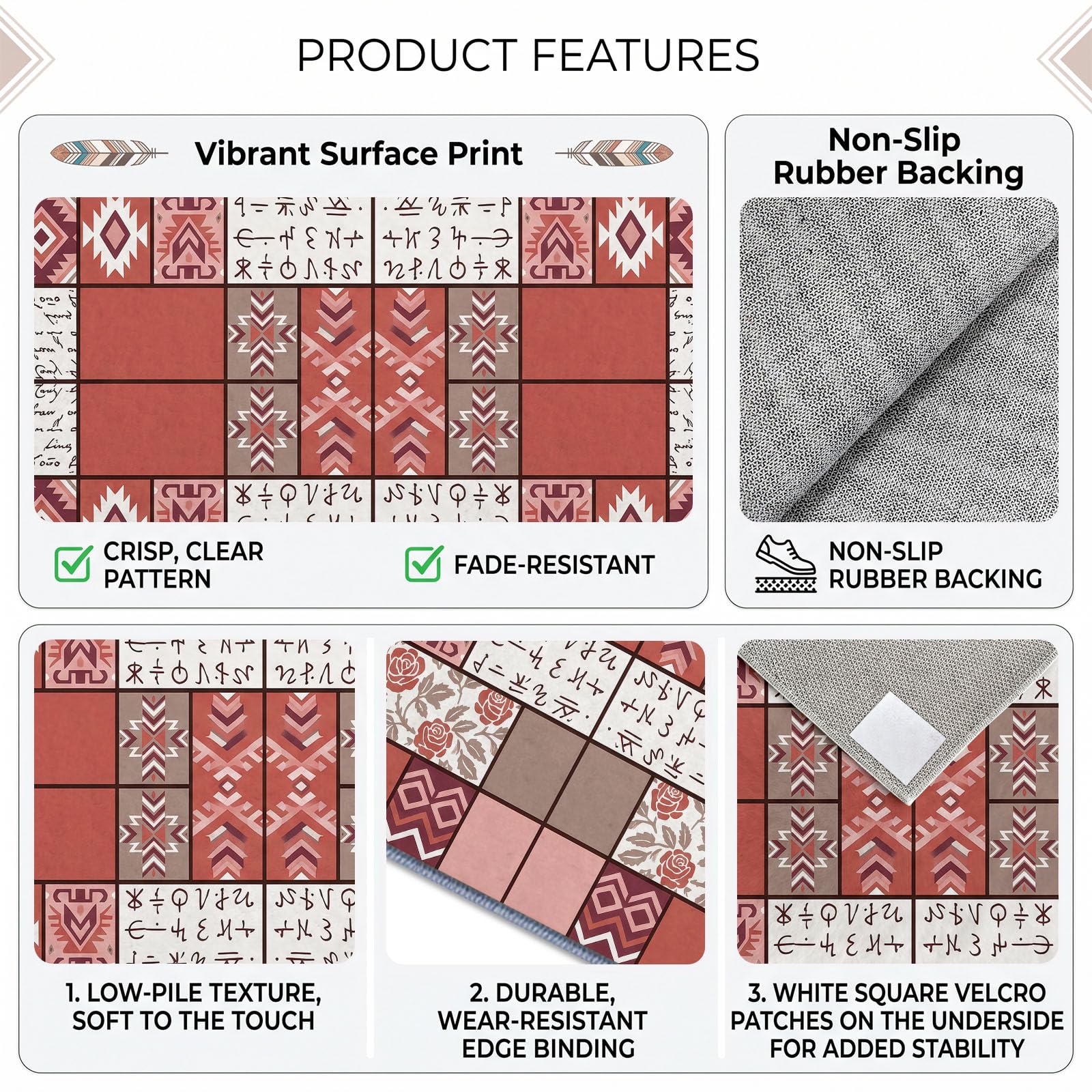 Générique Tapis Lavable Rose Patchwork,120x170 cm
