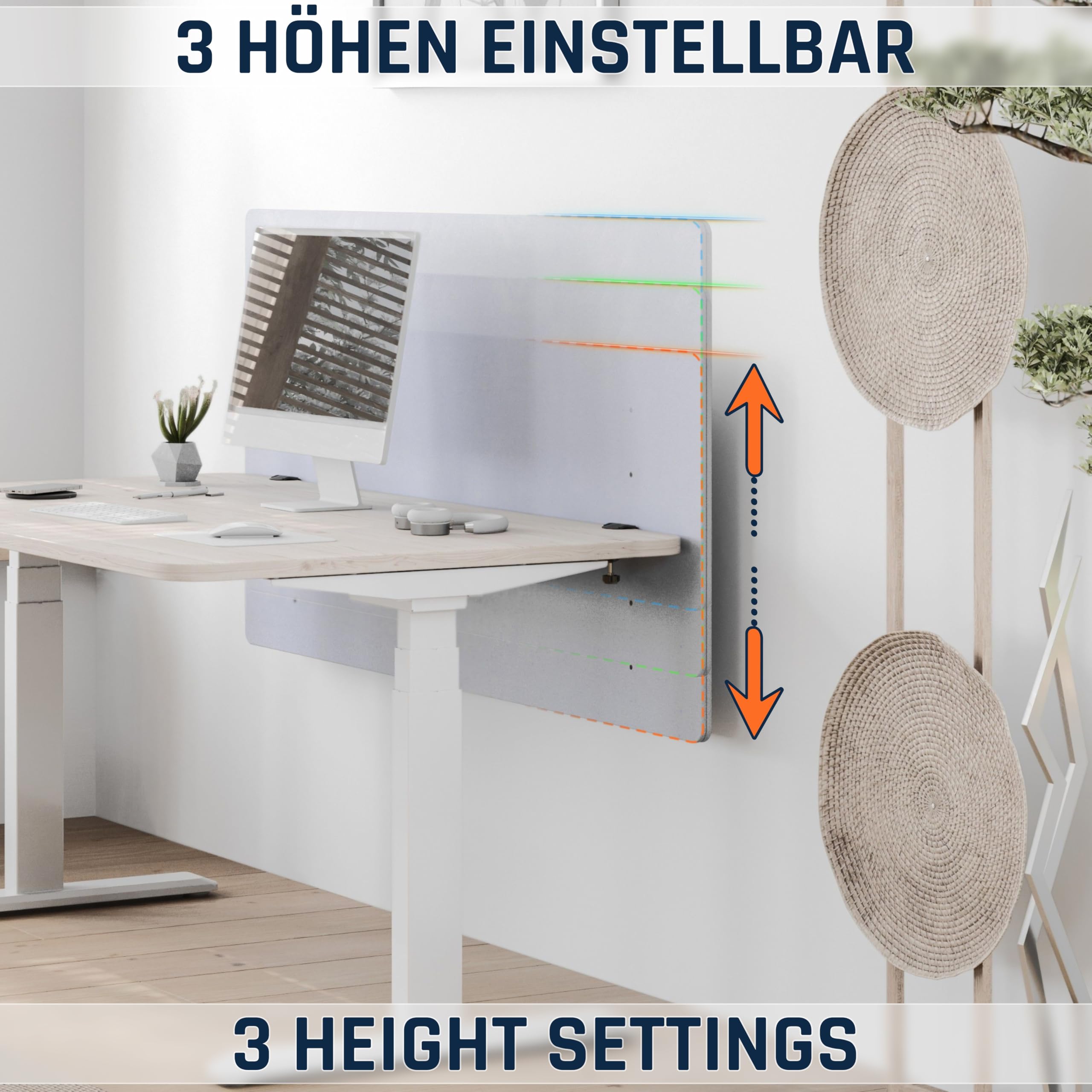 RICOO Akustik Trennwand Schreibtisch 150 x 60 x 2 cm Sichtschutz Filz Grau Schallschutz Büro ZAP1560-G Tischtrennwand Home Office Pinnwand