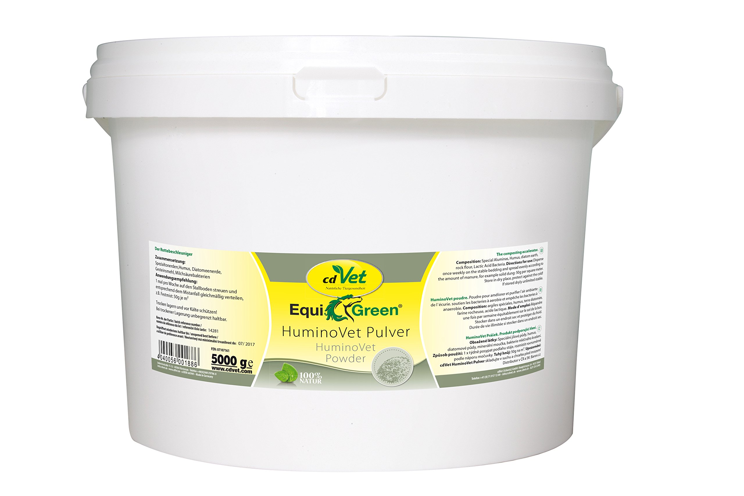 cdVet Naturprodukte EquiGreen HuminoVet Pulver 5 kg - Pferde - Rottebeschleuniger - schädigende Belastung erheblich reduziert - gesunde Stallluft - Senkung des Keimdruckes - gesunde Tiere -