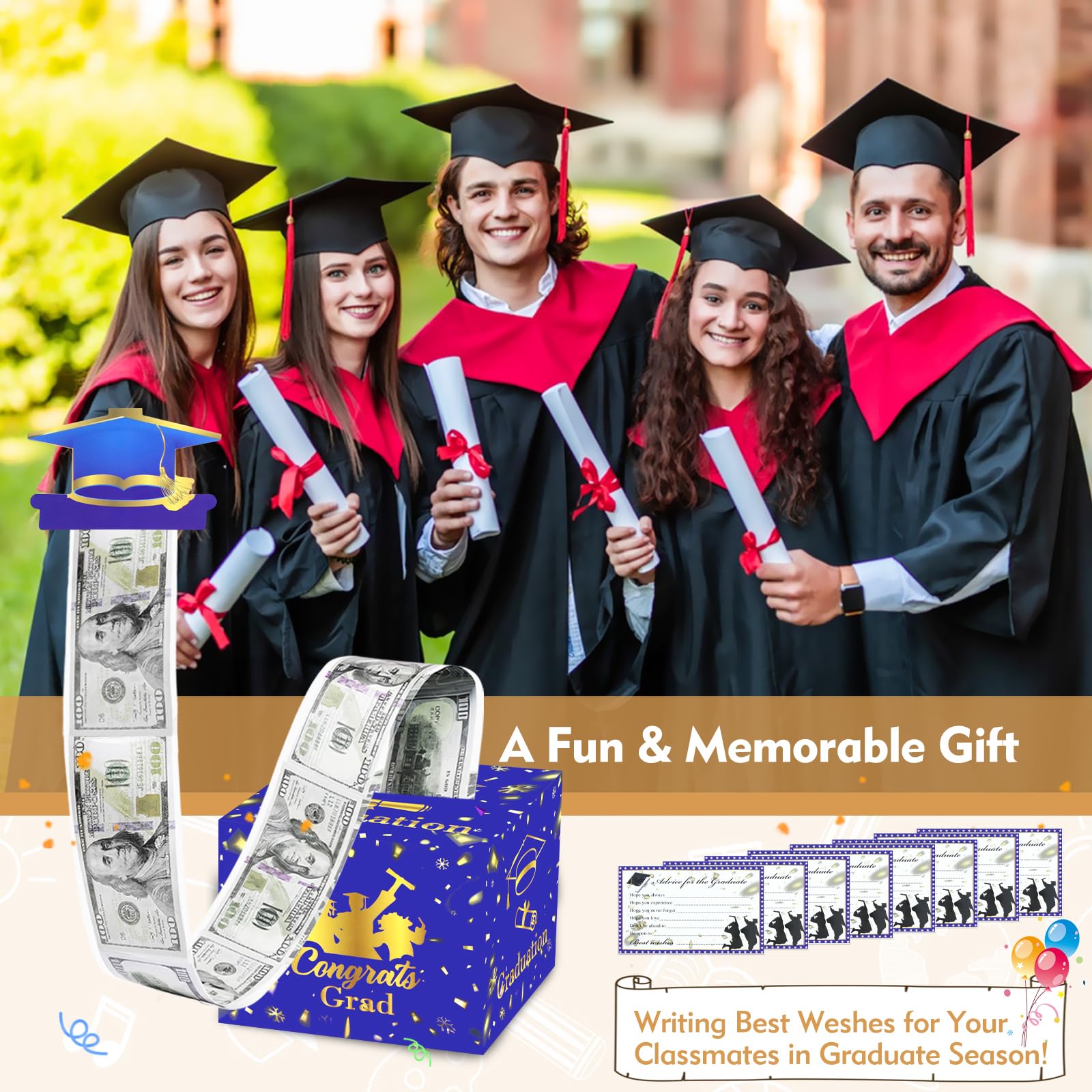 Snapklik.com : 2025 Graduation Money Box For Cash Gift, Blue Graduation ...