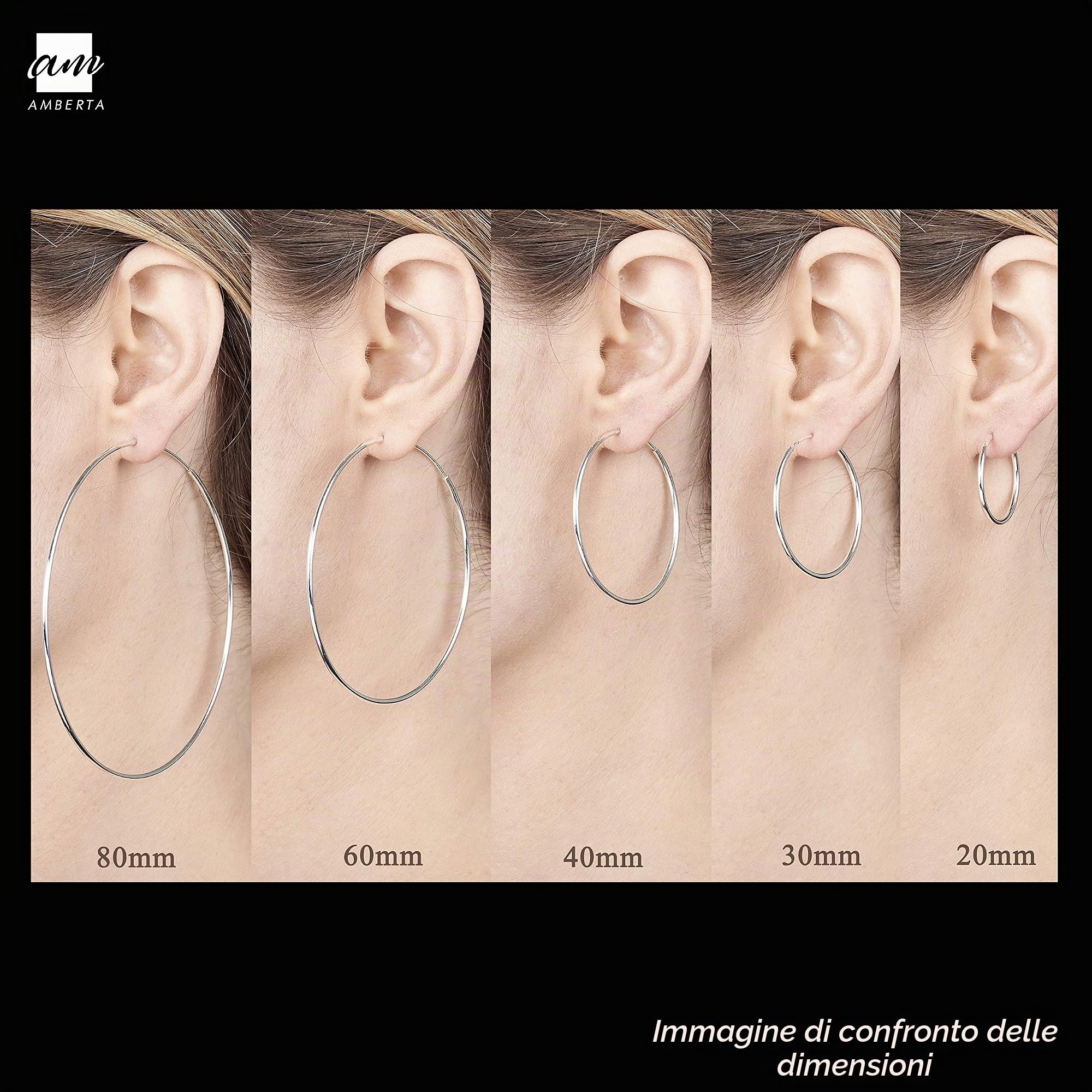 Amberta Orecchini a Cerchio da Donna in Argento Sterling 925