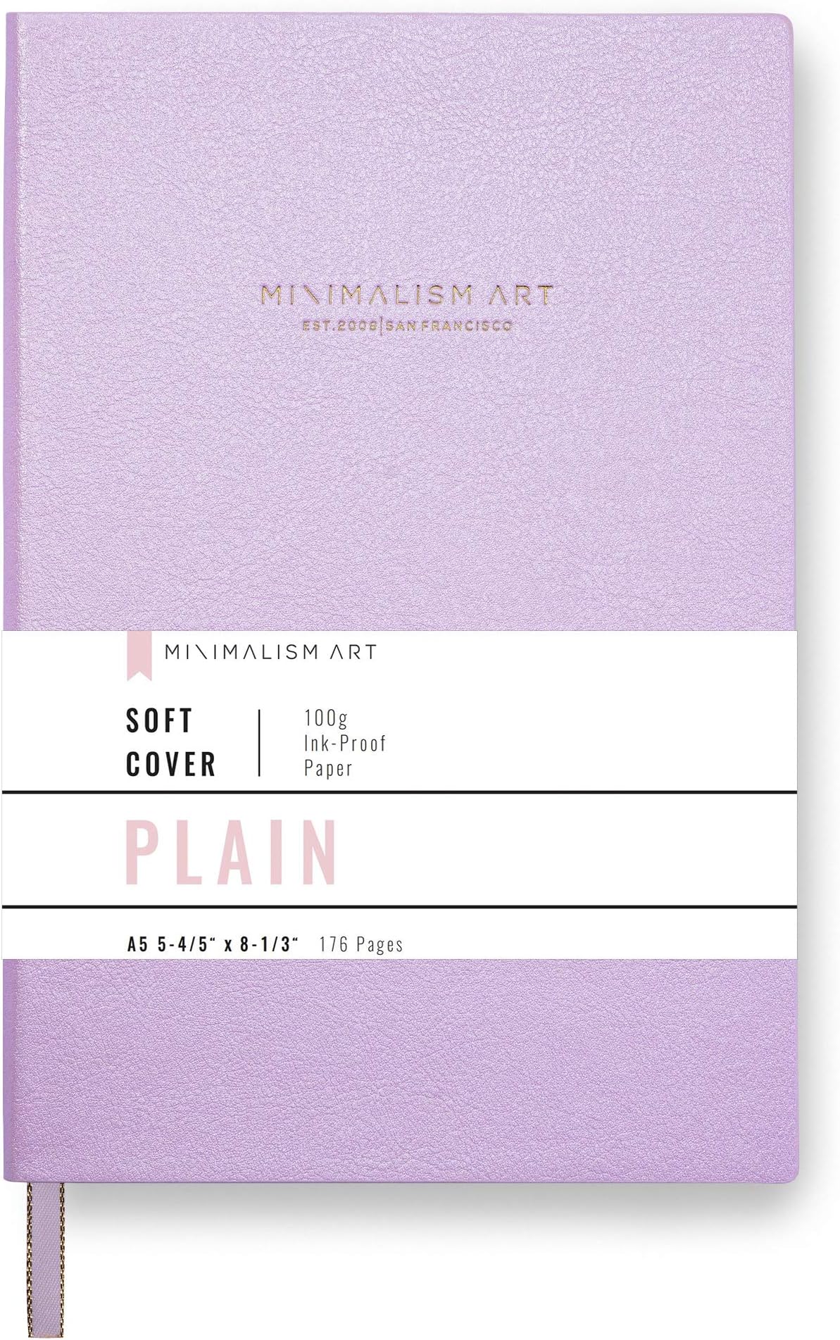 Minimalism ArtSoft Cover Notebook Journal, A5 Size 5.8 X 8.3 inches, Plain/Blank Page, 176 Pages, Fine PU Leather, Premium Thick Paper-100gsm, Ribbon Bookmark, Designed in San Francisco