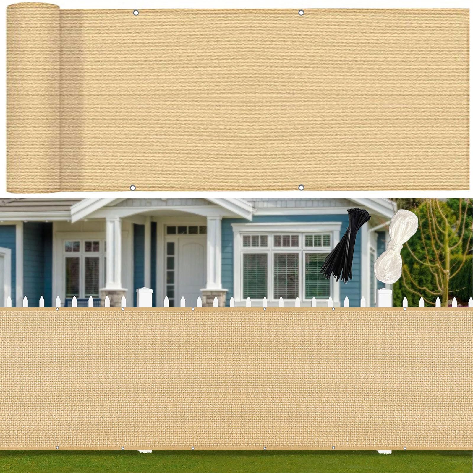 Brise vue balcon en HDPE jaune sable pour terrasse ensoleillée