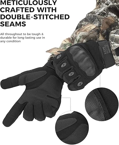 Miniatura 5 de KEMIMOTO Guantes tácticos para hombres, guantes de motocicleta con pantalla táctil con carcasa dura y acolchado de palma para deportes al aire
