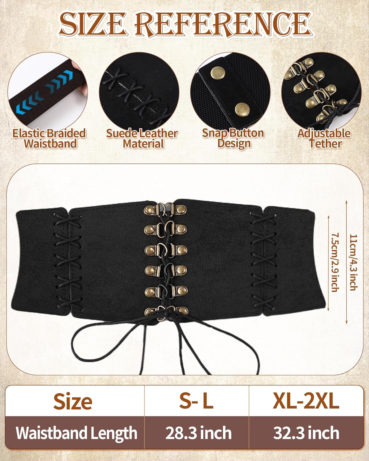 Women Renaissance Flowy Skirt - High Waist Renaissance Pirate Costume Women with Belt & Pockets - Image 5