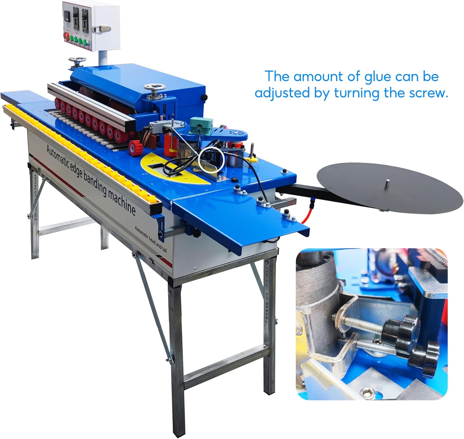 TECHTONGDA Woodworking Edge Bander Automatic Edge Banding Machine Curve Straight Edge Banding Machine with Control Panel Adjustable Speed 0-6m/min (No Dust Collection Feature)