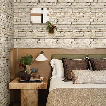 COMSTICKC 3D Faux Stone Wall Panels Peel and Stick, 10 Pcs 11.8 x 11.8