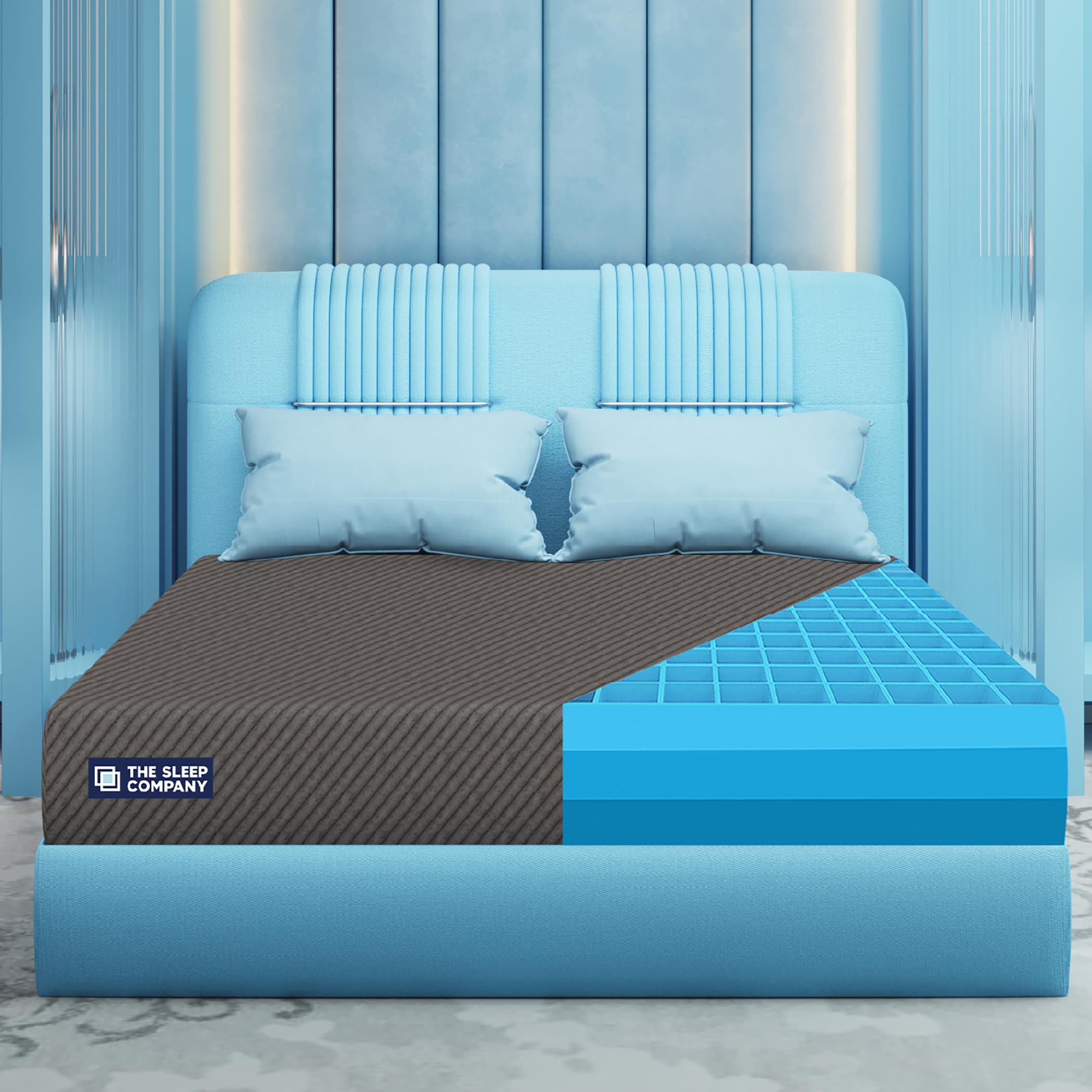 The Sleep Company SmartGRID Ortho Mattress | Japanese Patented Technology | AIHA Certified | Medium Firm Orthopedic Mattress for Back Pain Relief | 10 Years Warranty | King Size Bed 78x72x6 | Grey