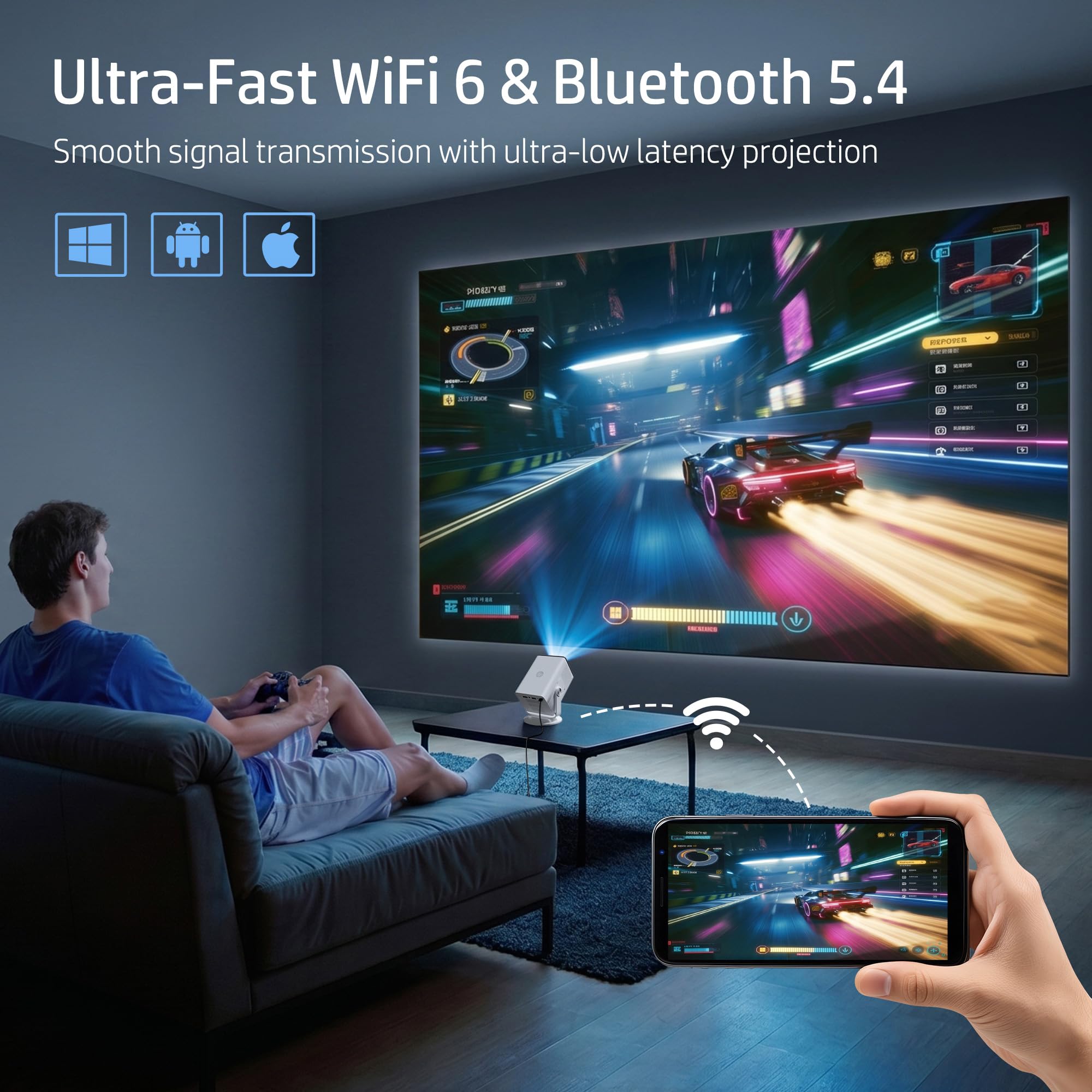 HP Vidéoprojecteur avec Applications, Compatible Batterie Externe USB-C
