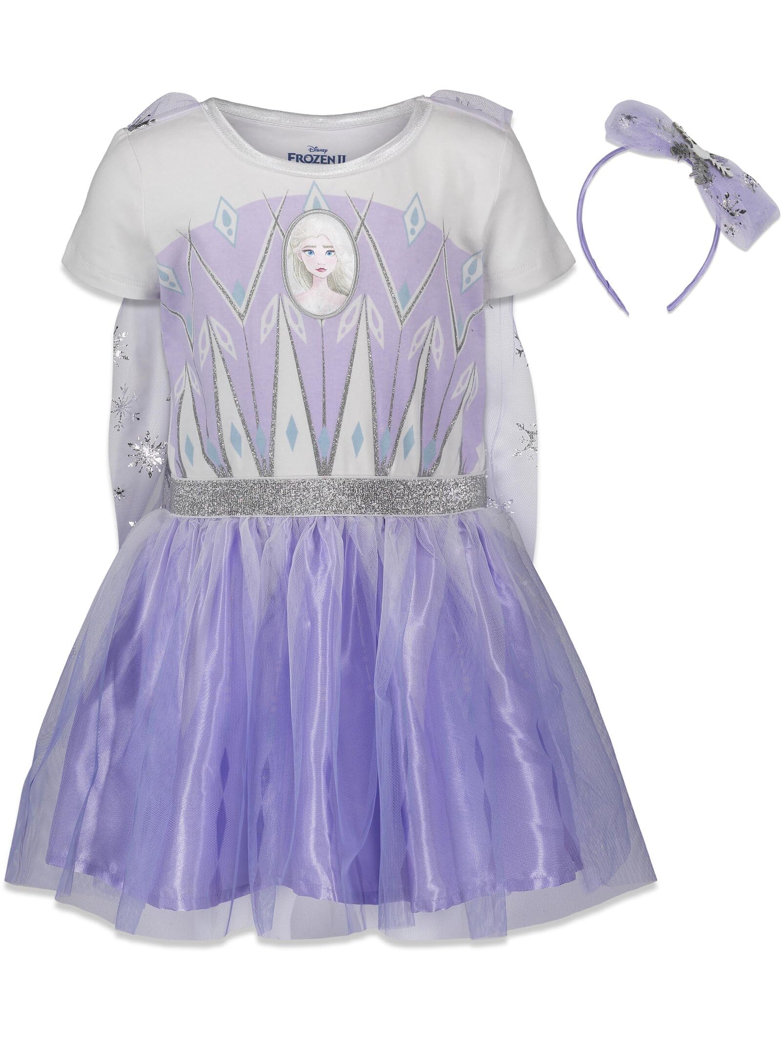 DisneyFrozen Princess Anna Elsa Girls Gown and Headband Toddler to Big Kid