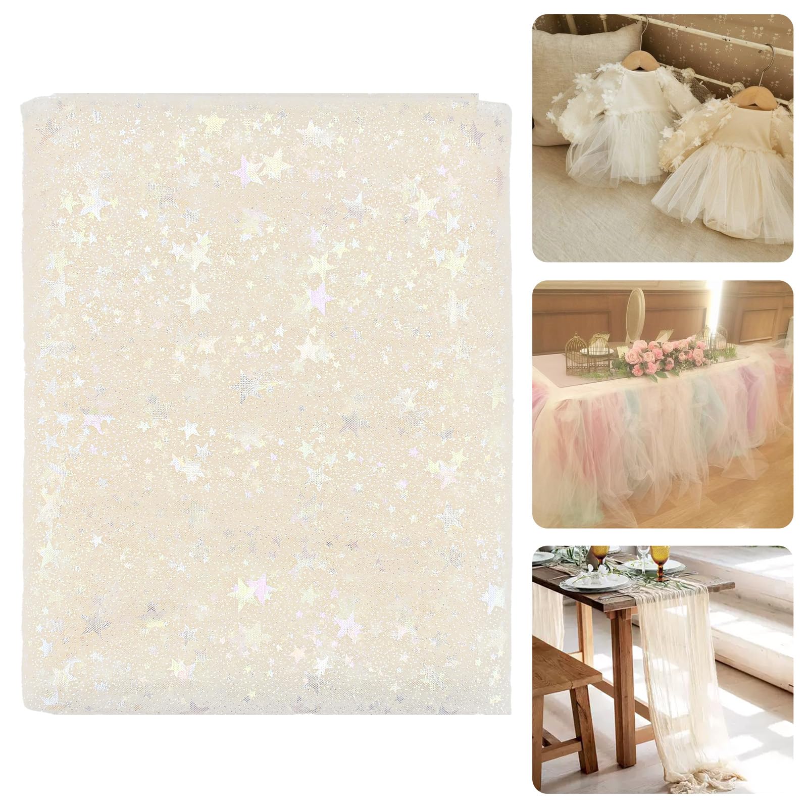 Tul Artesanal Novia Tela De Tul Brillante 54 X 15 Yardas - Ideal Para Tutús, Decoración De Bodas, Fiestas Y Manualidades Tela Con Lentejuelas