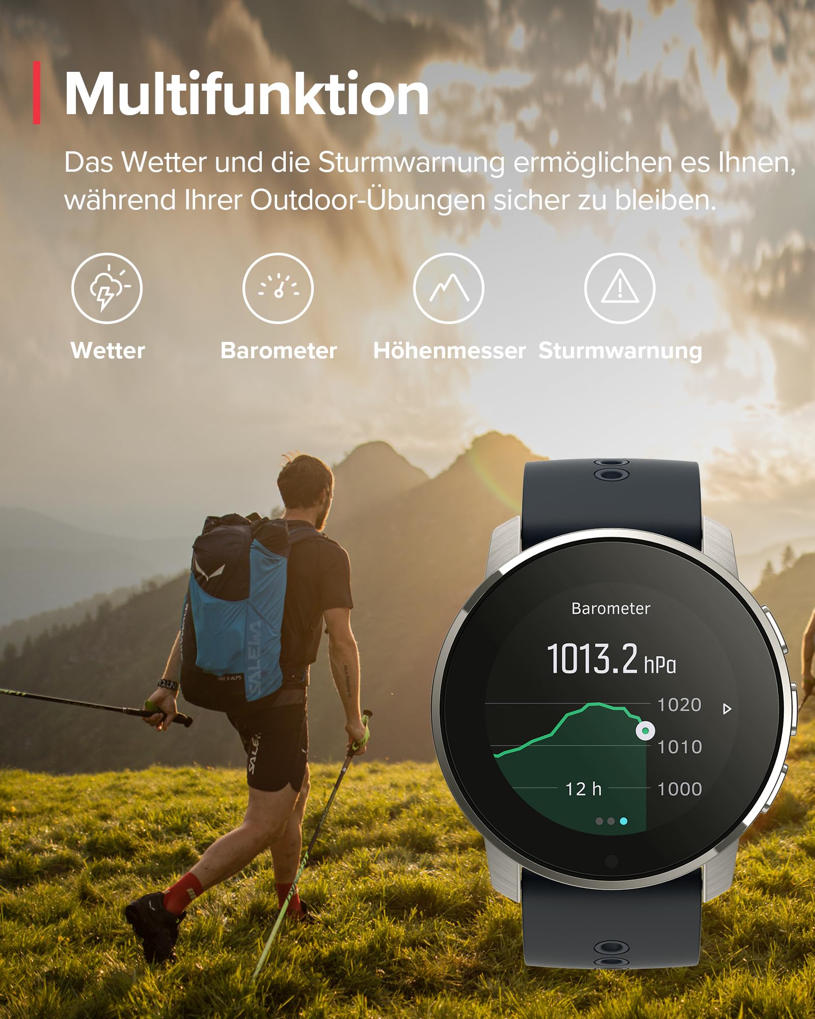 SUUNTO 9 Peak Multisport Uhr - Robust Outdoor Smartwatch, Saphirglas Bildschirm & 100m Wasserdicht, Leicht & Dünn, Präzise GPS, Lange Akkulaufzeit, Pulsmessung am Handgelenk, Hergestellt in Finland