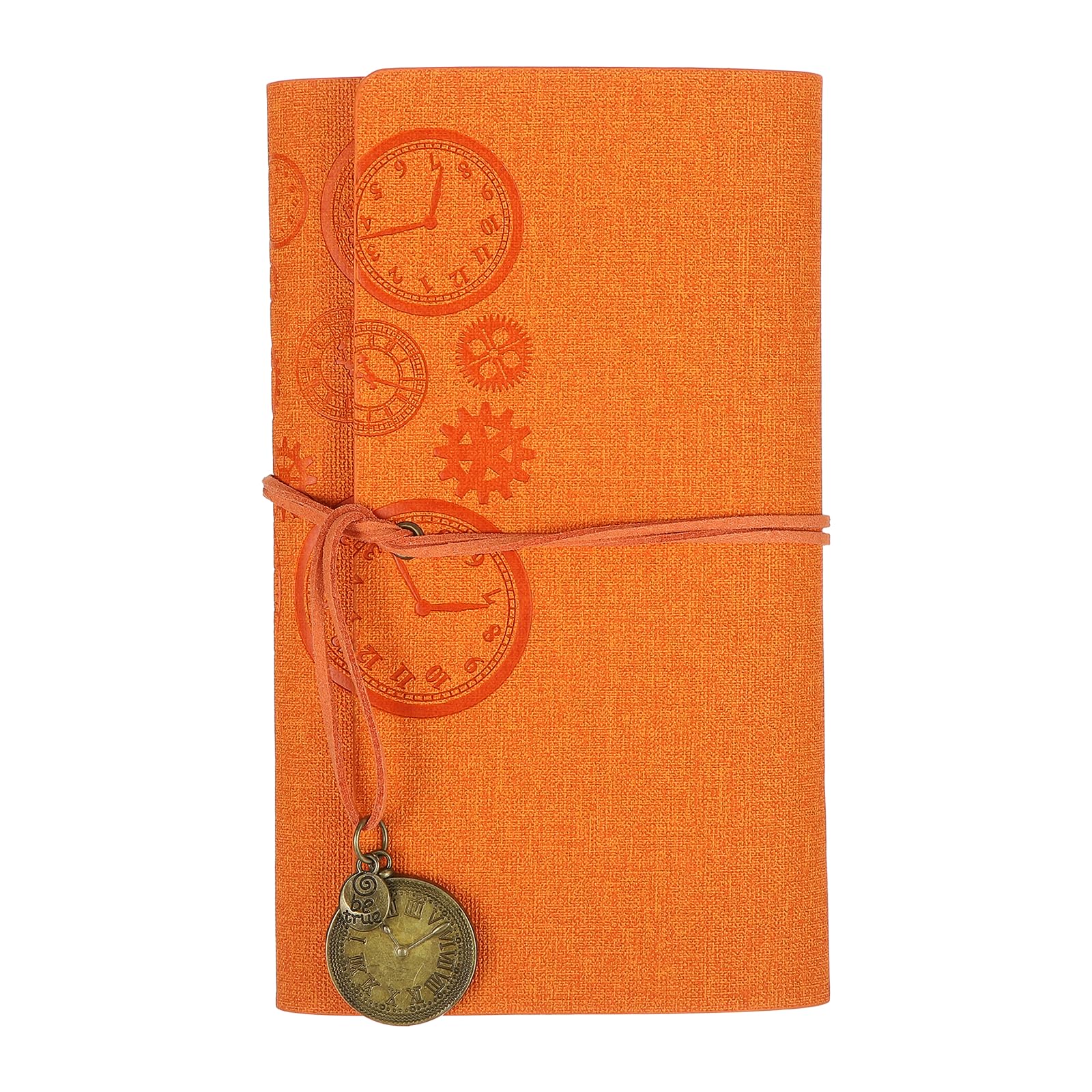 PATIKIL A6 PU Leather Notebook, Refillable 160 Pages Thick Paper Travel Notebook Vintage Writing Journaling Work Note Book with 4 Different Pages for Office Gear Design, Orange