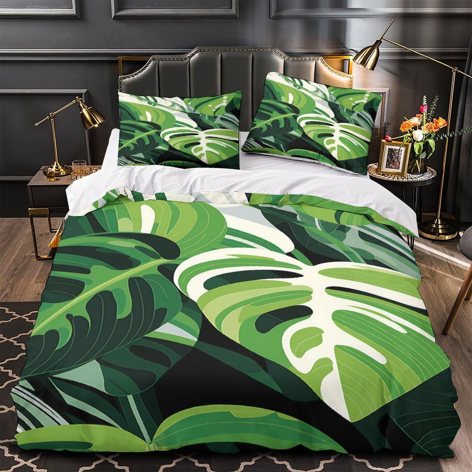 Housse de couette imprimé 3D verte literie microfibre résistante