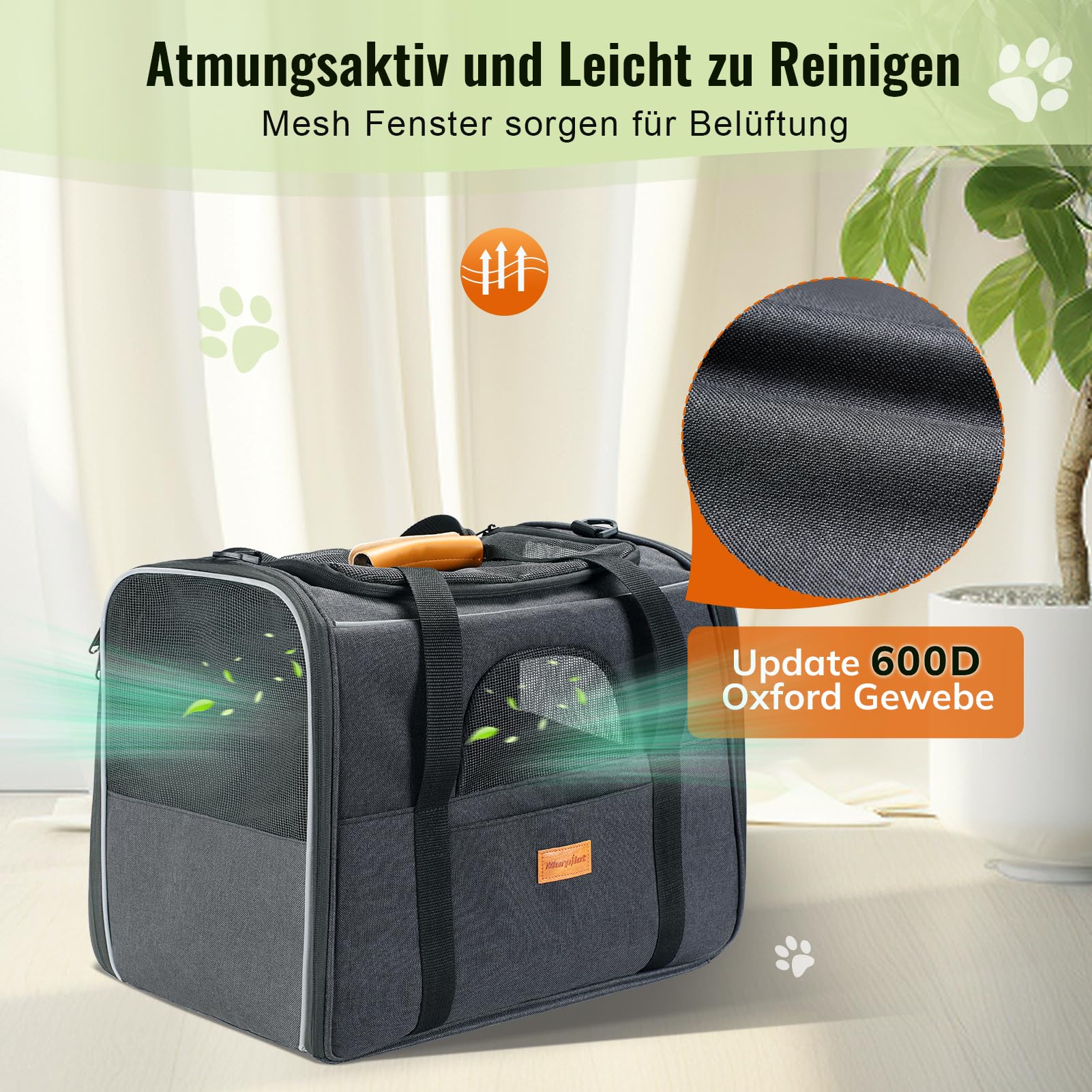 Morpilot Katzentransportbox für große Katzen und Welpen Katzenbox Hundetasche mit Sicherheit Reißverschlüsse Faltbare Schale, Transportbox Katze Hunde für Der Gang zum Tierarzt