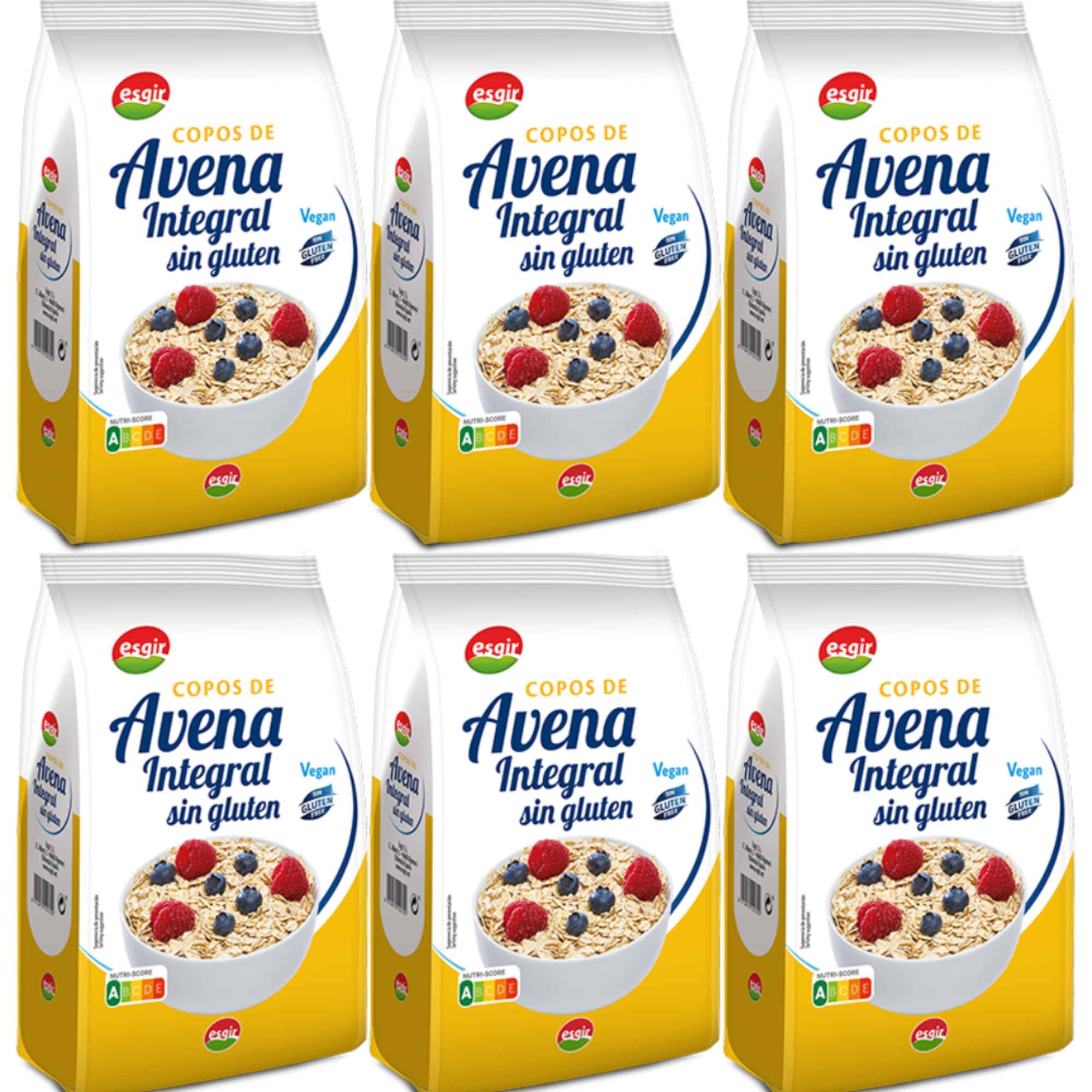 Copos de Avena Integrales Sin Gluten – Esgir - Pack 6 Copos de Avena Integrales Sin Gluten