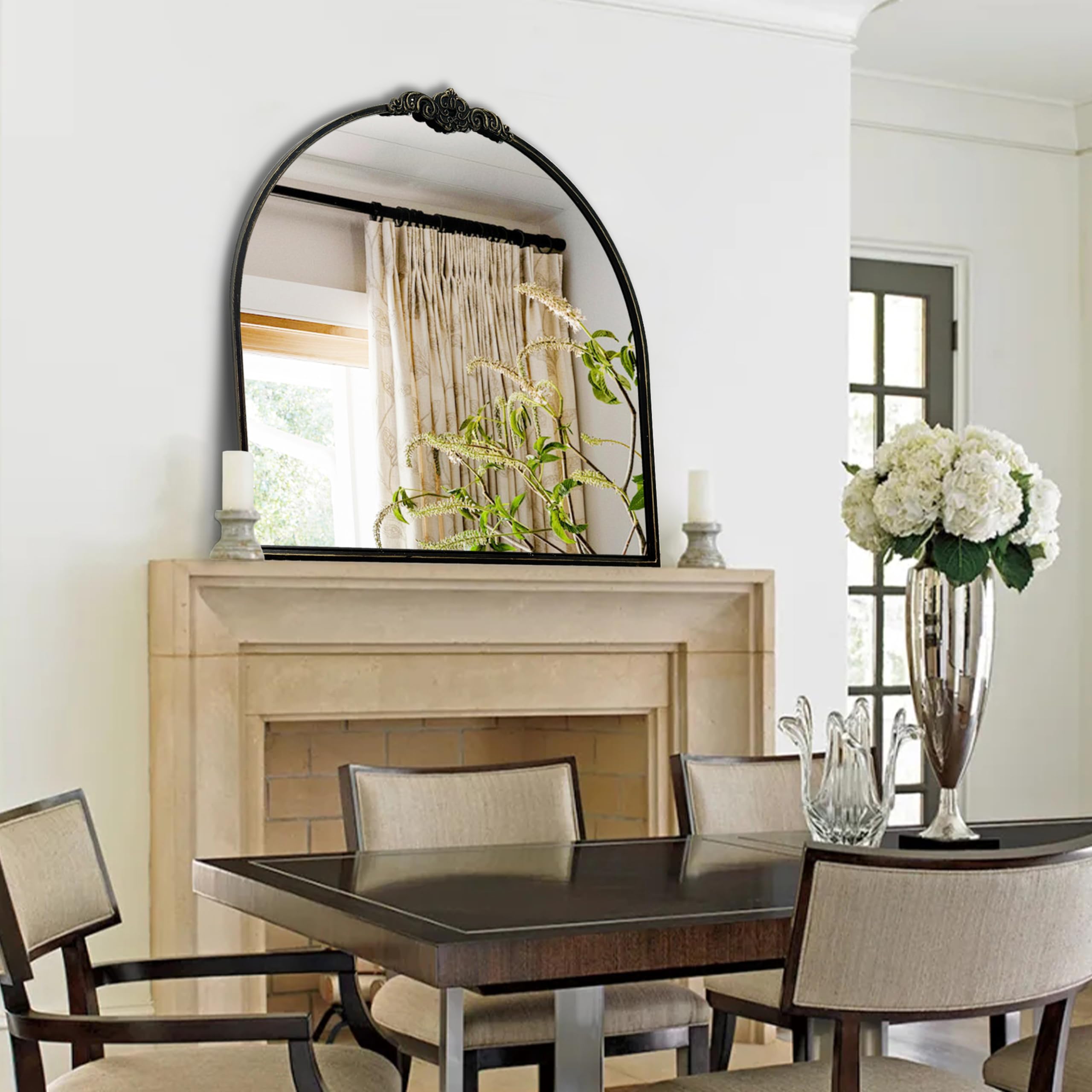 HQiJun Wall Mirror Window Decorative Traditional Vintage Ornate Baroque Mirrors