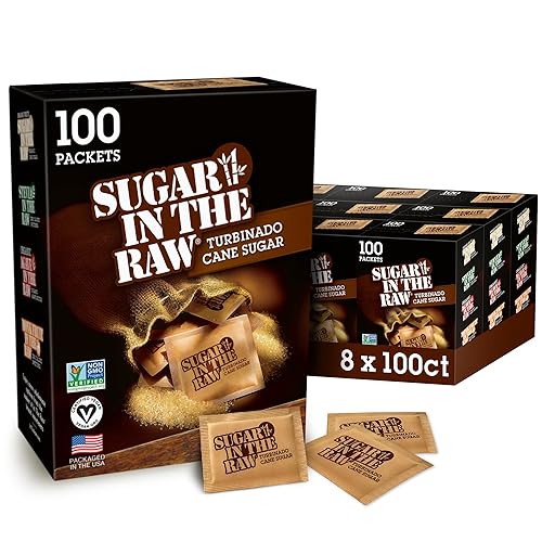SUGAR IN THE RAW, paquetes de azúcar de caña granulada, 100 unidades (paquete de 8)