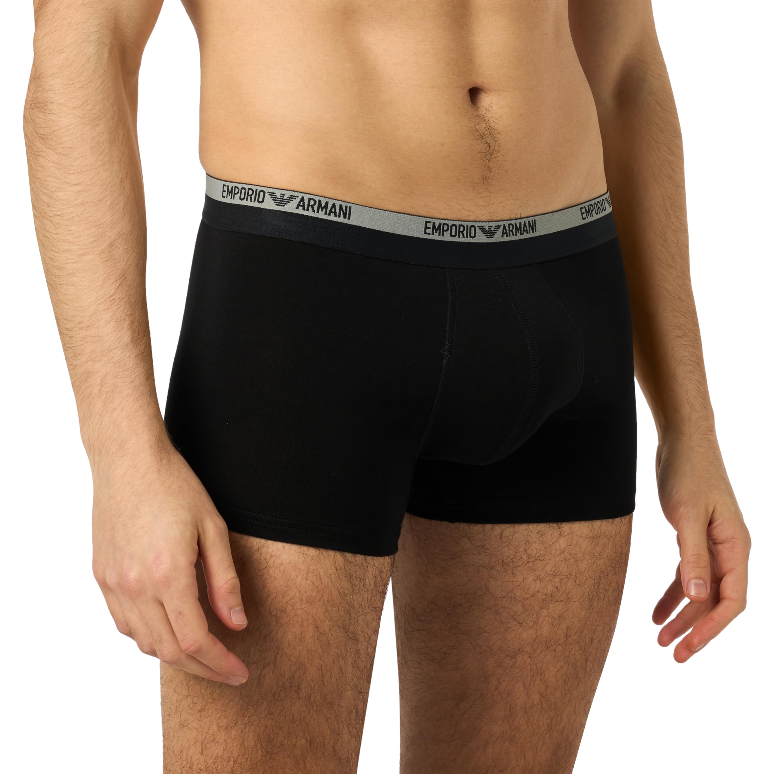 Emporio Armani Men's Nero Stretch Cotton Piping Logoband Trunk, Black, S