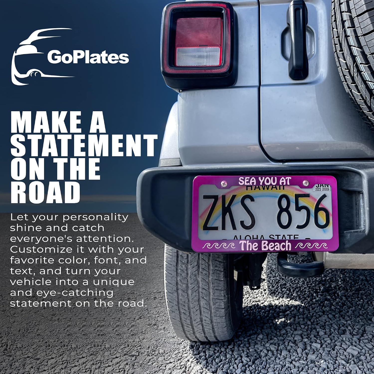 GoPlates Custom License Plate Frame - Laser Engraved Personalization - Fits Standard US Plates Metal Construction - Unique Car Accessory - Purple