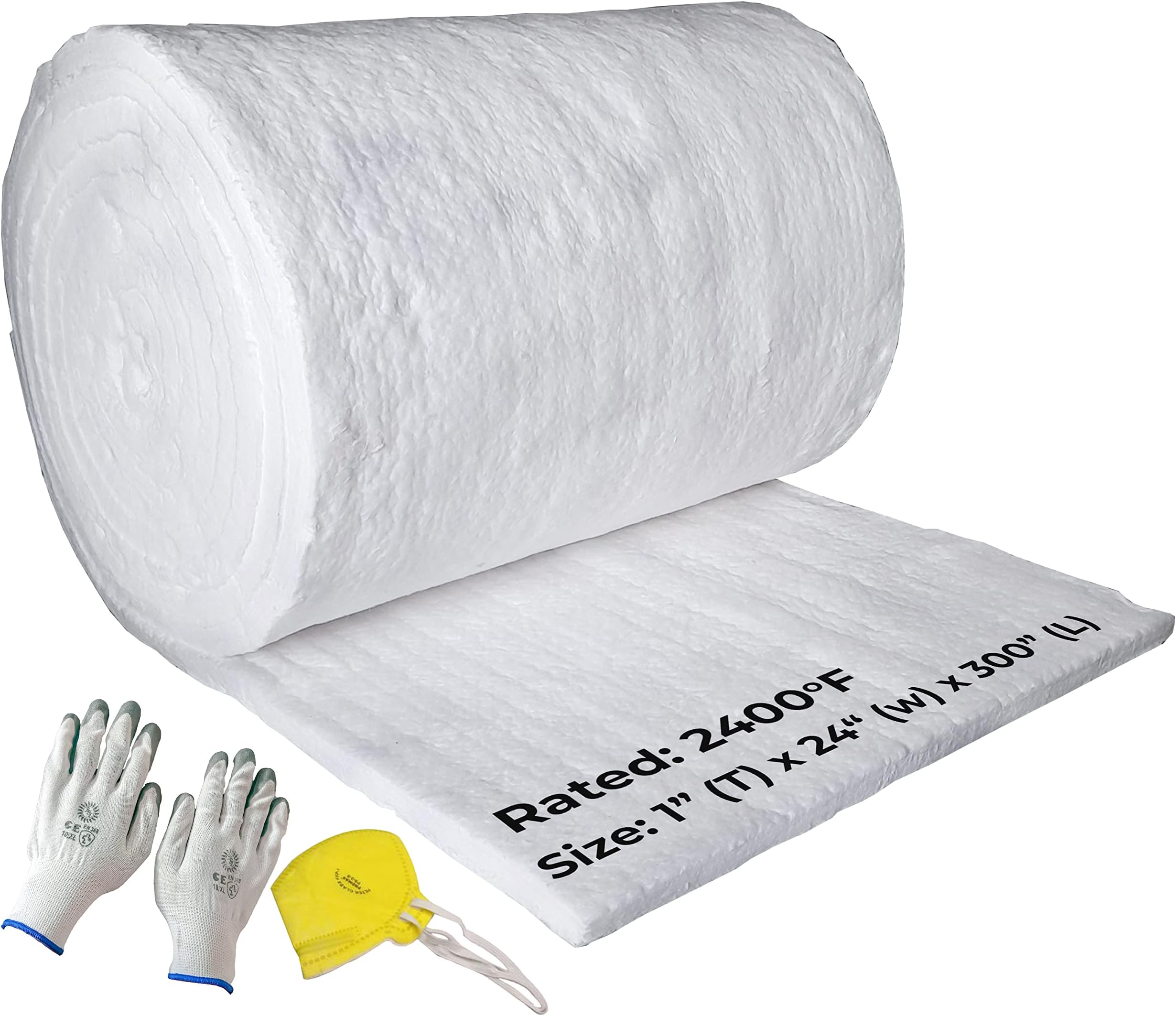 SIMOND STORE Ceramic Fiber Insulation Roll - 2400F (1315C) 1" x 24" x 25' - High Density Fireproof Insulation Blanket for Forge, Foundry, Furnace, Kiln, Wood Stove, Pizza Oven, Chimney, Dishwasher