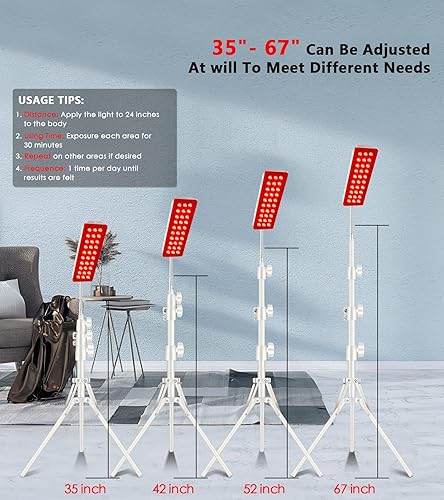 Miniatura 7 de Lámpara de terapia de luz roja, terapia de luz infrarroja con soporte, luz roja de 660 nm y dispositivo de luz infrarroja cercana de 850 nm para
