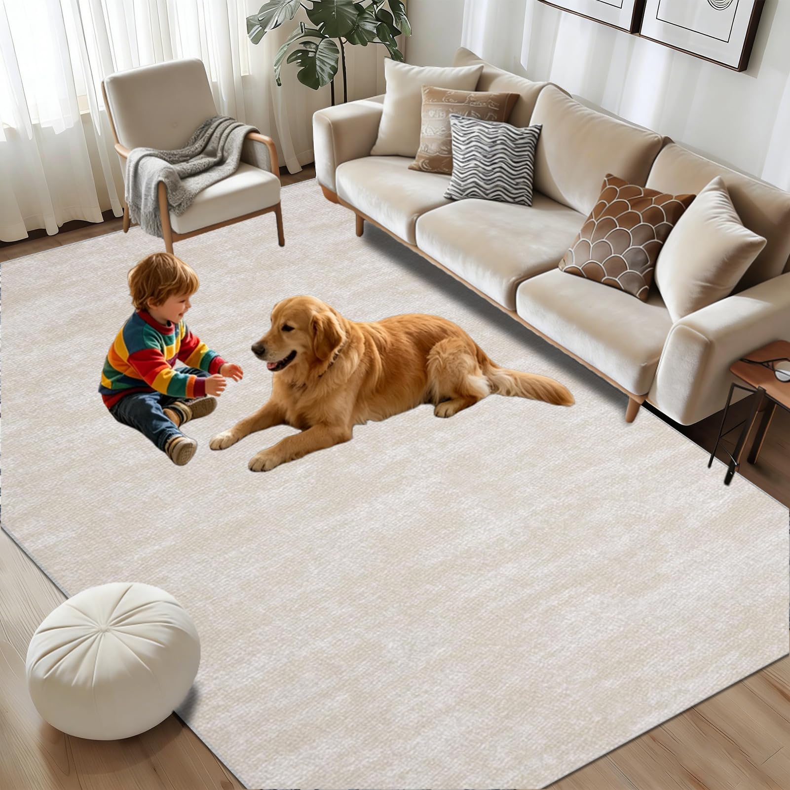 Küche Teppiche Waschbarer LäUfer Flur Teppich rutschfest Teppiche für Küchen Hallway Bettvorleger Wohnzimmer Schlafzimmer Carpet 120 x 300 cm Beige