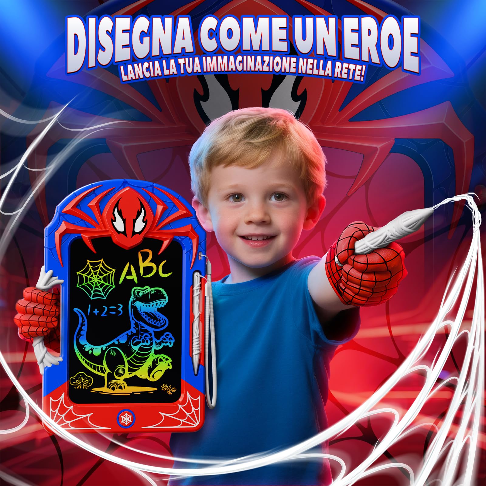 Kidluna Lavagna Magica per Bambini Matita Web & Maniglia, Spider Giocattolo Regali di Compleanno di Natale per Bambini 3-12 Anni Giochi Educativi Regali Bambino 3 4 5 6 7 8 9 10 Anni per Bambini