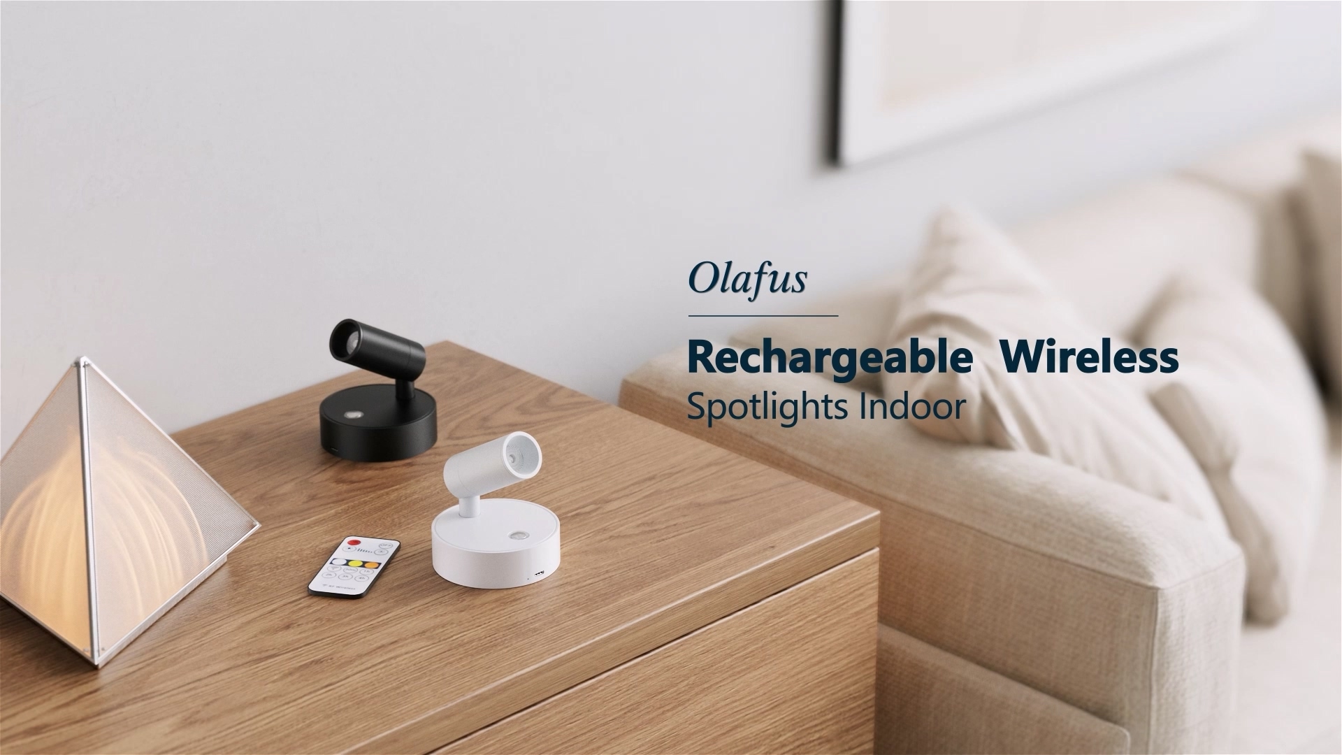 Image of Olafus LED Wireless Spotlight Indoor, Rechargeable Battery Uplighting Indoor with Remote & Timer, 3CCT Picture Lights for Wall, Mini Art Accent Light for Plants, Artwork, Painting, White