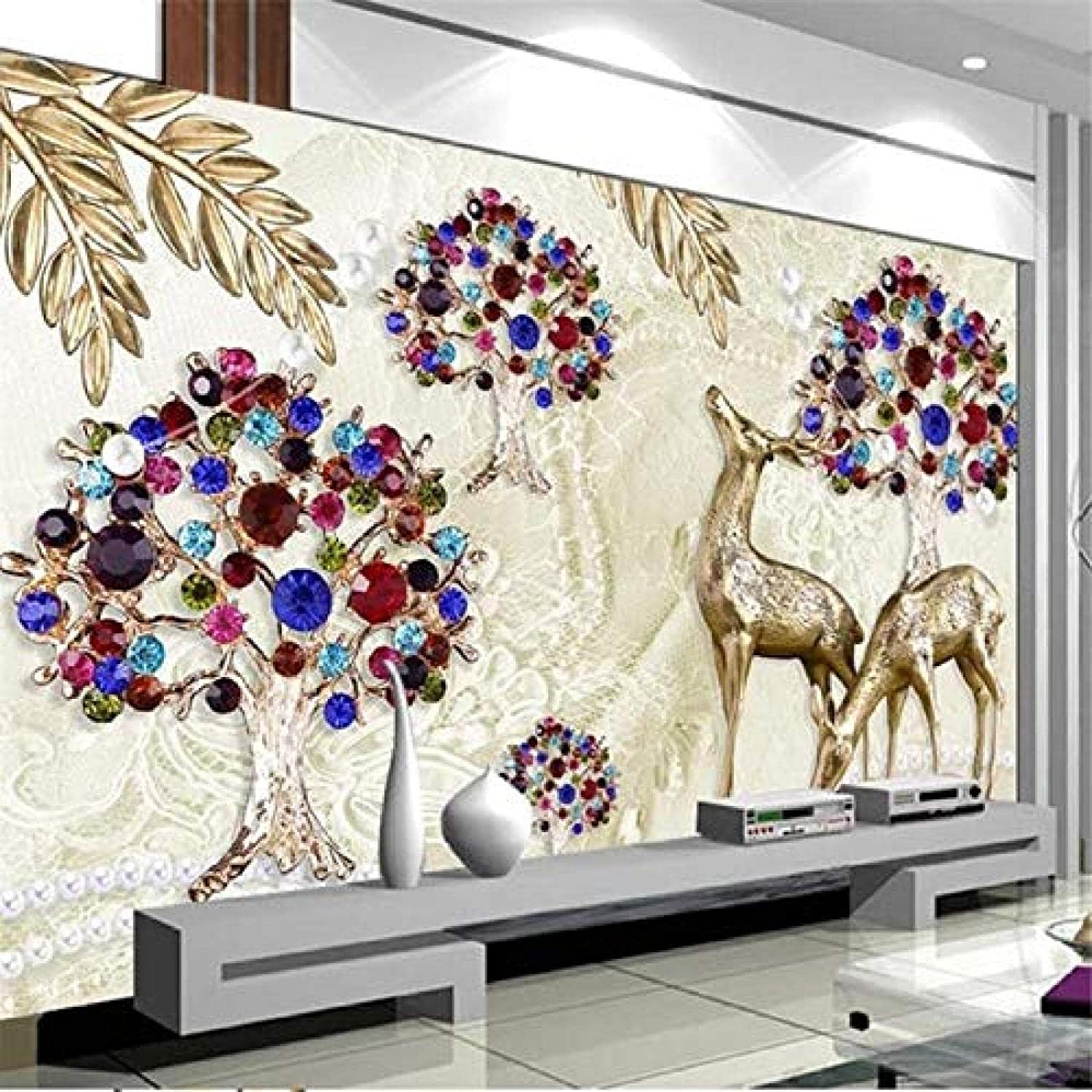 3D Fototapete Selbstklebende Fototapete Wandbild Tierische Elchfarbene Bäume Kinderzimmer Bar Büro Wohnzimmer Restaurant Bekleidungsgeschäft Flur Hotel Wanddekoration Wandkunst Wandposte 400x280 cm