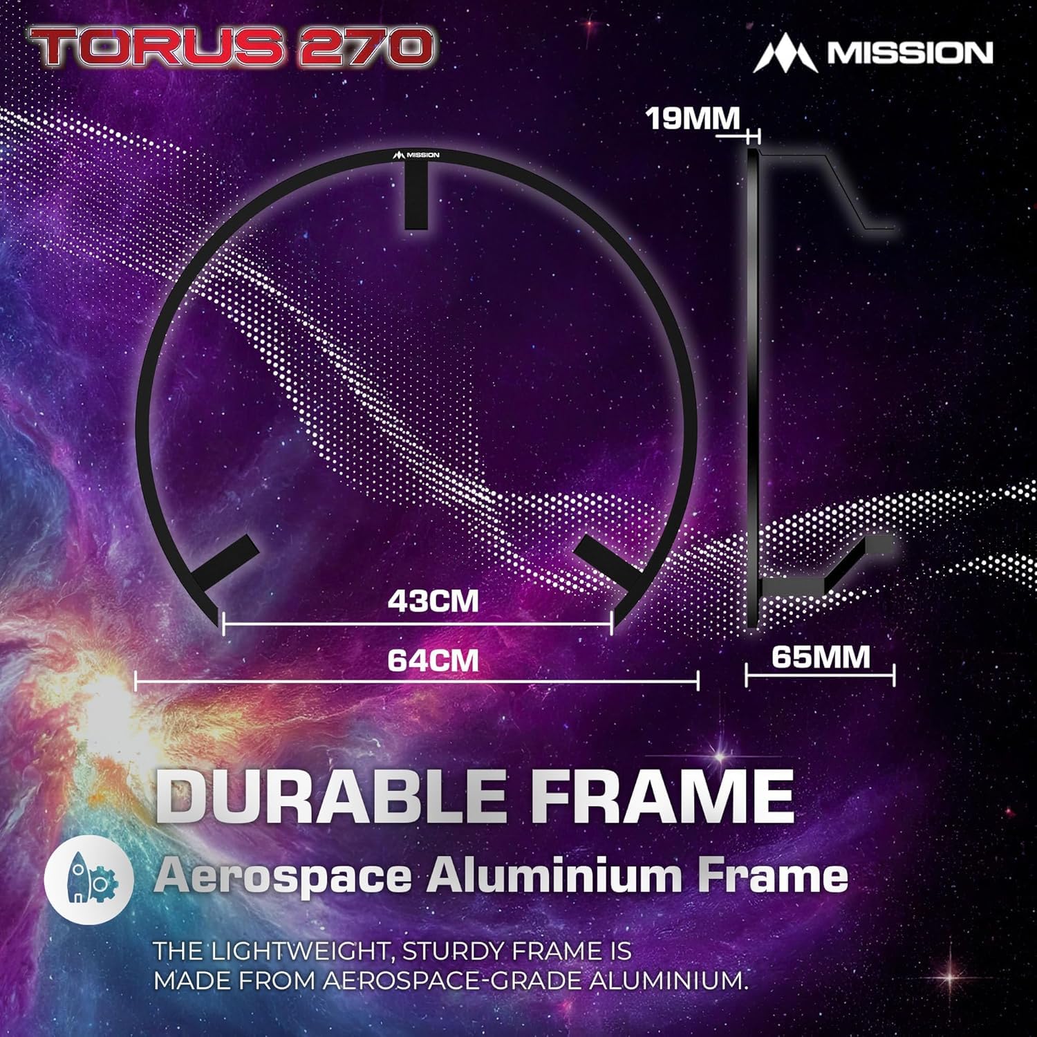 Mission Darts Torus 270 system oświetlenia LED do darta, piaskowana czerń