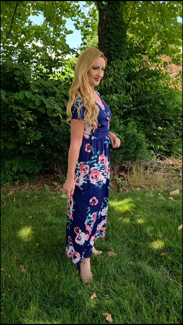 ANRILITA 2026 Summer Fall Casual Wrap Maxi Dresses Flowy Elegant Modest Elastic Waist Dress Short Sleeve Elegant V Neck Outfits for Beach Wedding Army Green at Amazon Women's Clothing store