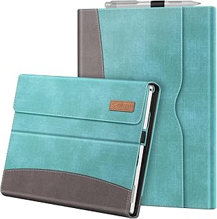 Fintie Case for 12.3 Inch Microsoft Surface Pro 7, Surface Pro 6, Surface Pro 5, Surface Pro 4, Pro 3 - Portfolio Business Cover with Pocket, Compatible with Type Cover Keyboard (Turquoise)