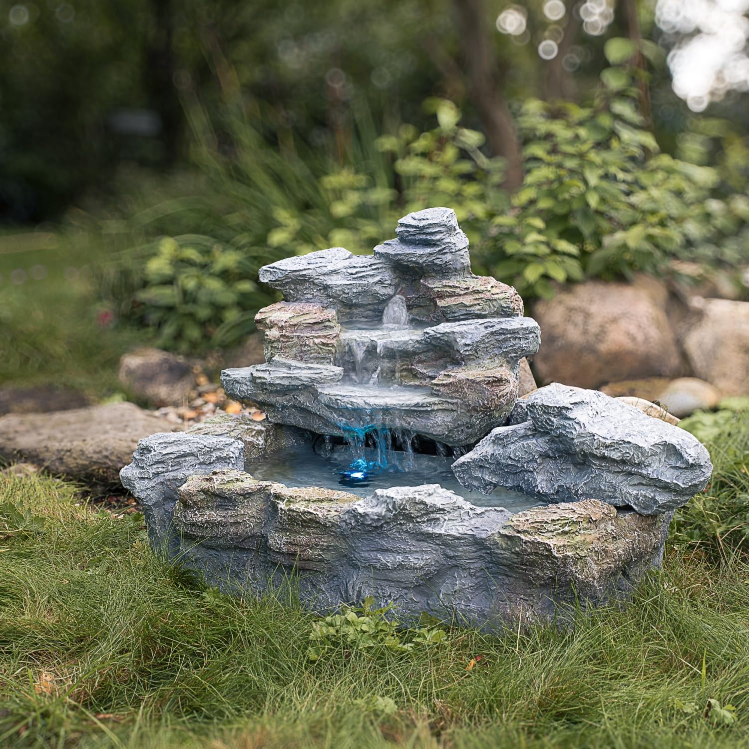 STILISTA Gartenbrunnen Olymp in Steinoptik XXL 100 x 80 x 60 cm inkl. Pumpe und LED-Beleuchtung